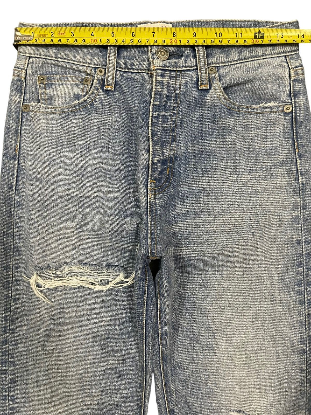 In The Attic Vintage Japanese Brand Blue Wash Distressed Flare Jeans Size US 28 / EU 44 - 10 Thumbnail