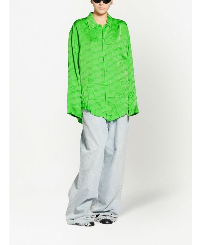 Balenciaga o1la1rc1a1024 BB Monogram Minimal Shirt in Apple Green Size XS / US 0-2 / IT 36-38 - 5 Thumbnail