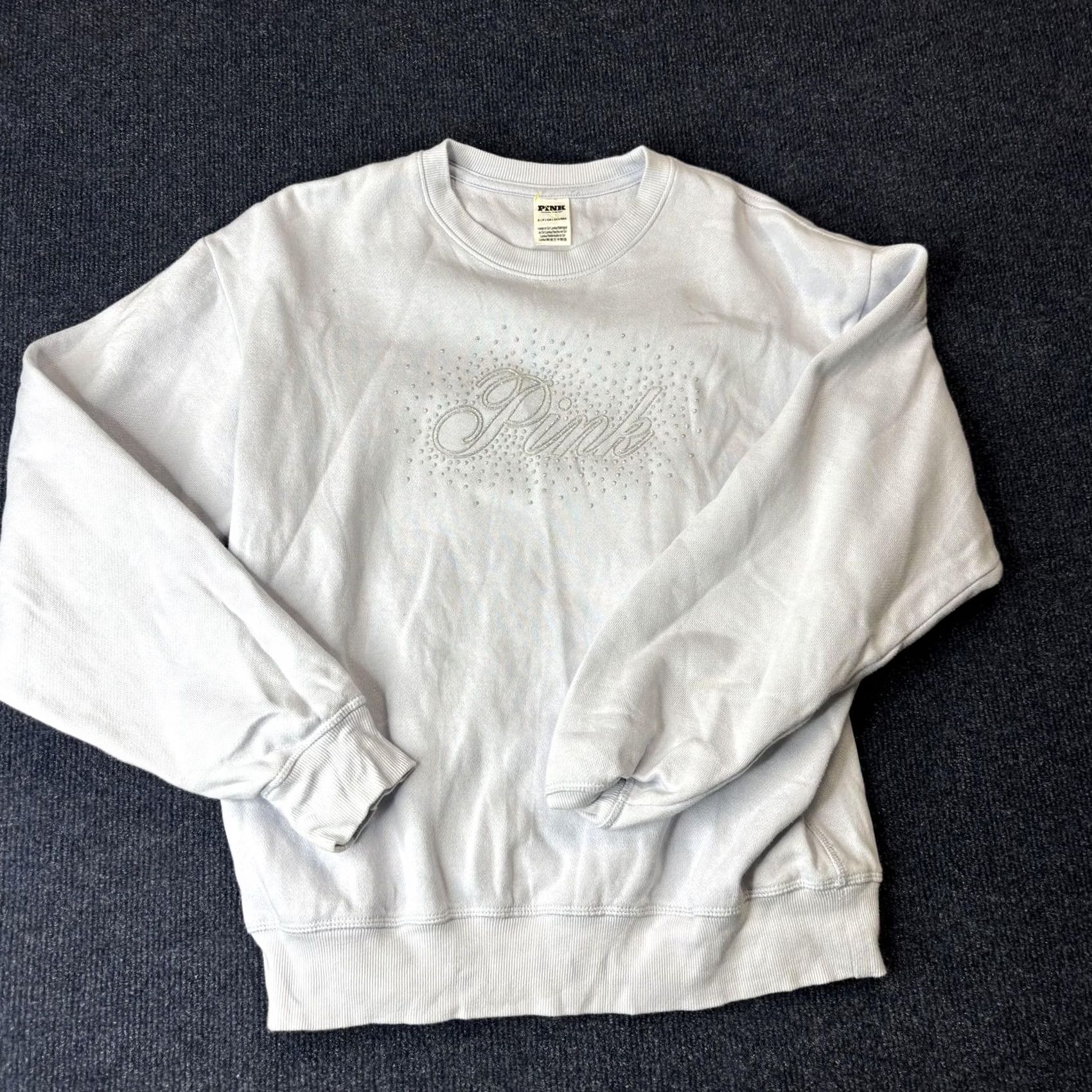 Pinko VINTAGE PINK Victoria's Secret Sweatshirt Womens Small Gray Rhinestone Logo Pullover Size S / US 4 / IT 40 - 2 Thumbnail