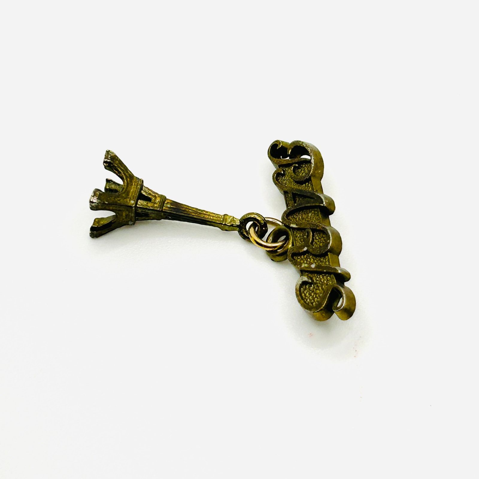 Vintage 60s Paris Eiffel Tower Gold Script Souvenir Brooch Pin Size ONE SIZE - 3 Thumbnail
