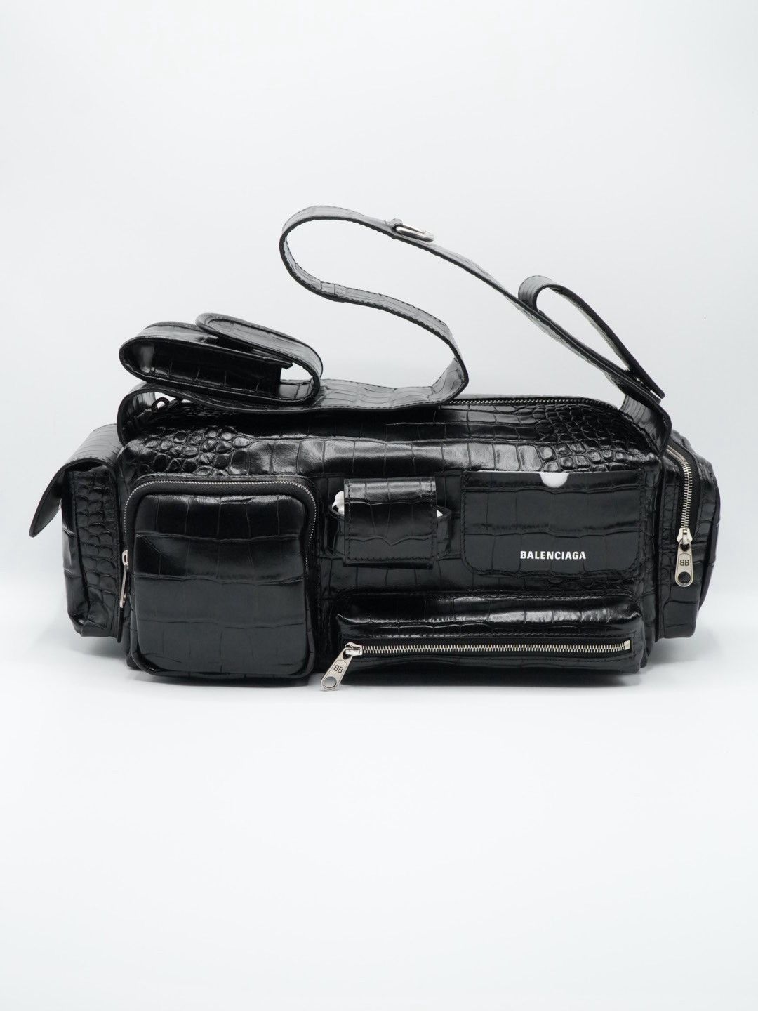 Balenciaga Balenciaga Black Croc Embossed Small Superbusy Sling Bag Size ONE SIZE - 2 Thumbnail