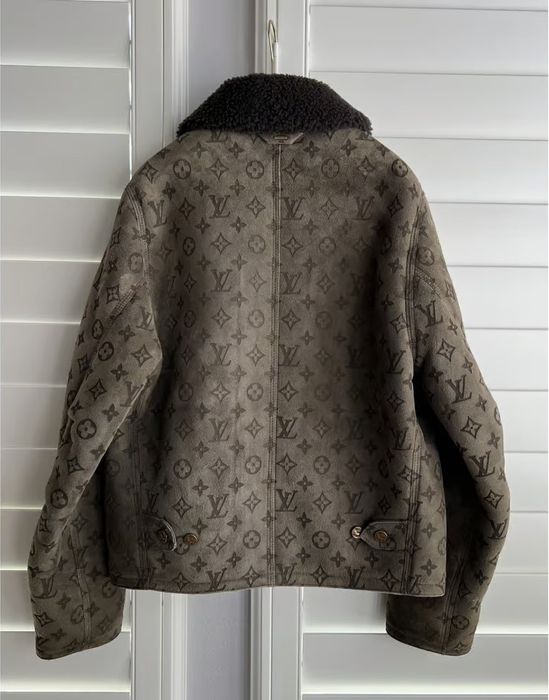 Louis Vuitton FW20 Monogram Suede Shearling Jacket