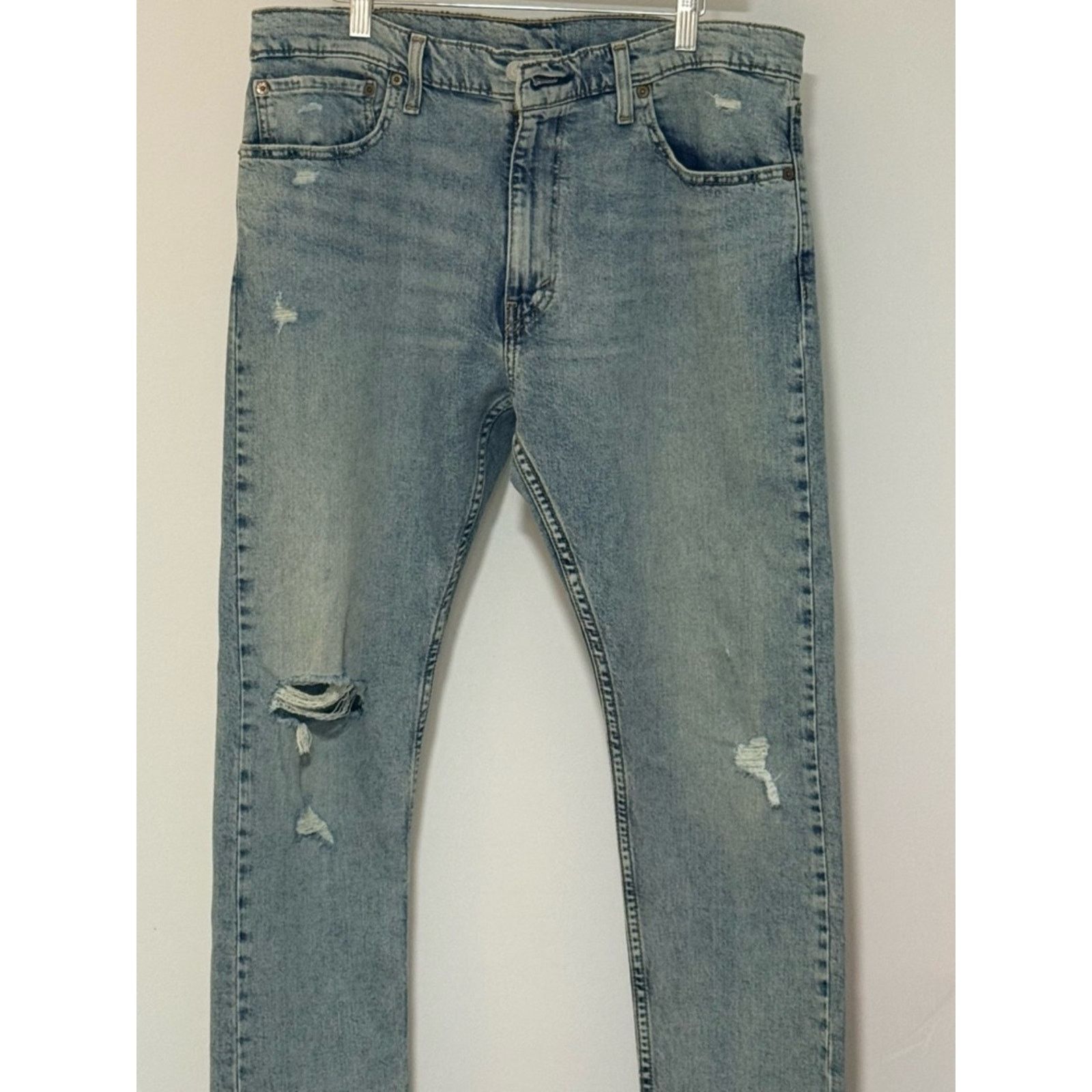 Levi's Levi's Light Blue Slim Straight Ripped Jeans Size US 36 / EU 52 - 13 Thumbnail
