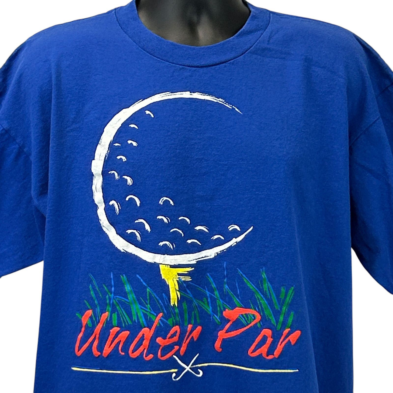 Vintage Vintage 90s Under Par Golf T Shirt Golfing Golfer Blue XL Size US XL / EU 56 / 4 - 1 Thumbnail
