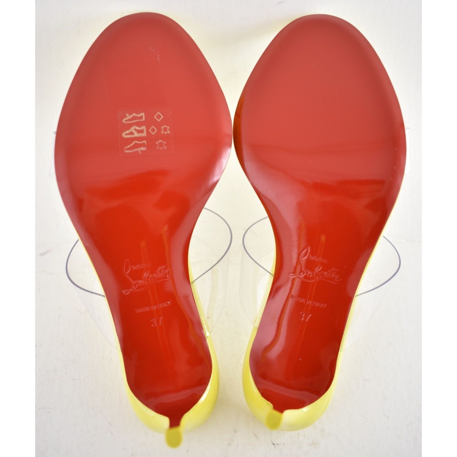 Christian Louboutin Christian Louboutin Just Nothing 85 Citrus Yellow PVC Size US 7 / IT 37 - 11 Thumbnail