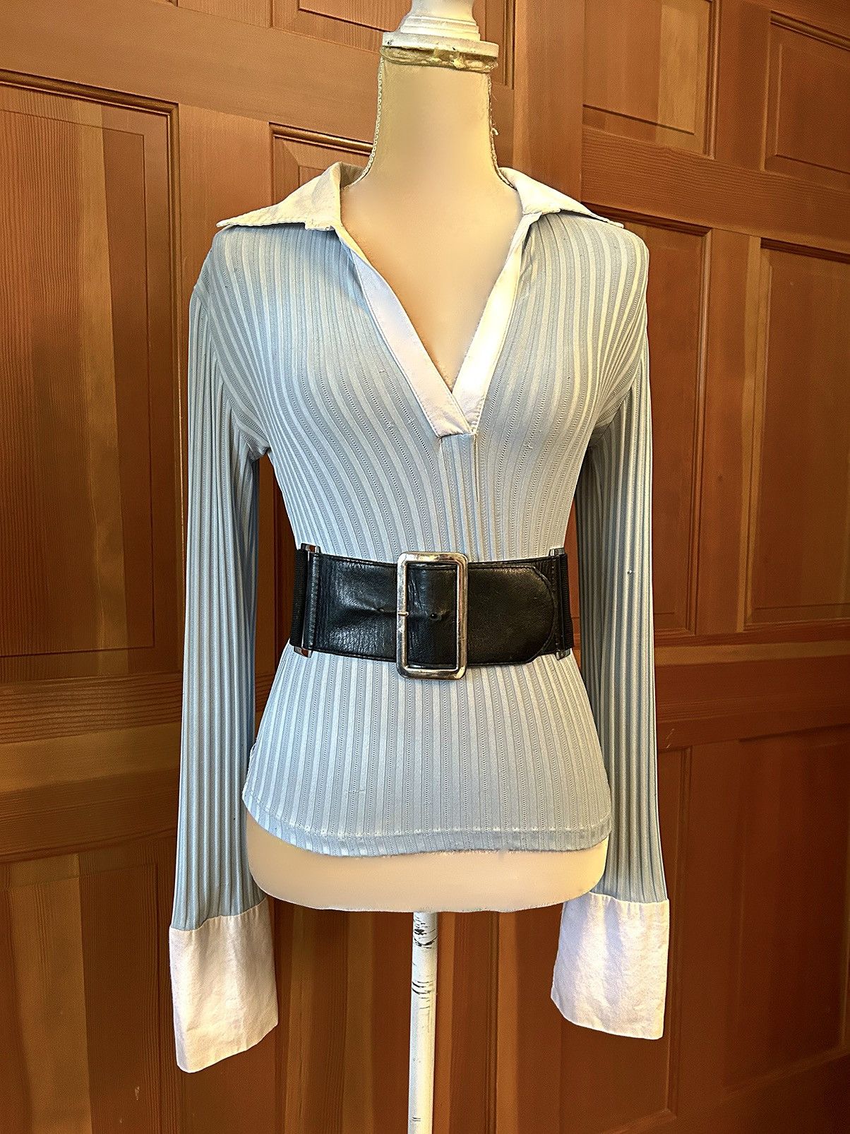 Designer × Other × Vintage Y2K 1990’s Vintage Blue Cuffed and Collar Shirt. Size M / US 6-8 / IT 42-44 - 11 Thumbnail