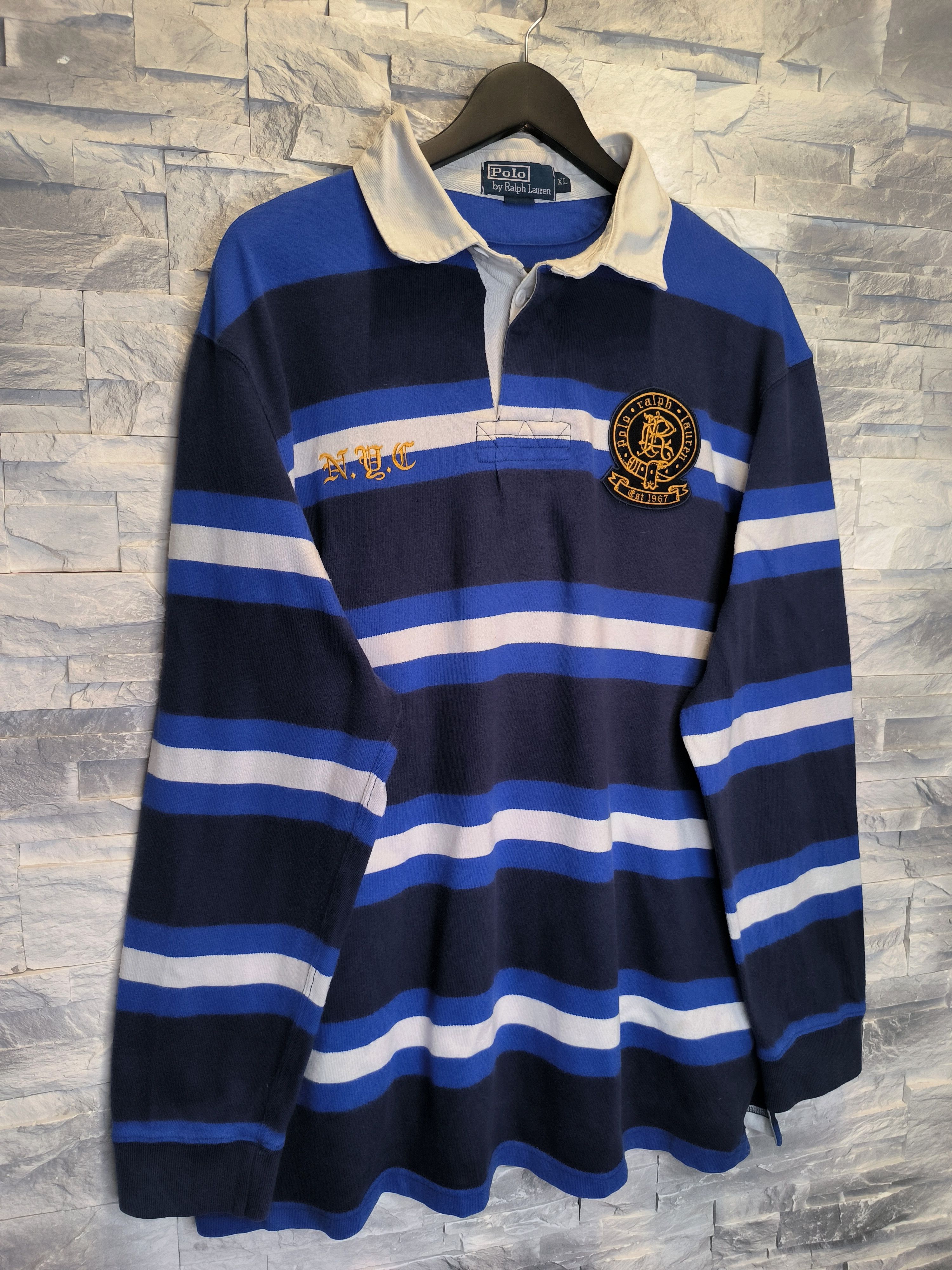 Polo Ralph Lauren Vintage Polo Ralph Lauren Sweatshirt Rugby Striped 90s Size US XL / EU 56 / 4 - 3 Thumbnail