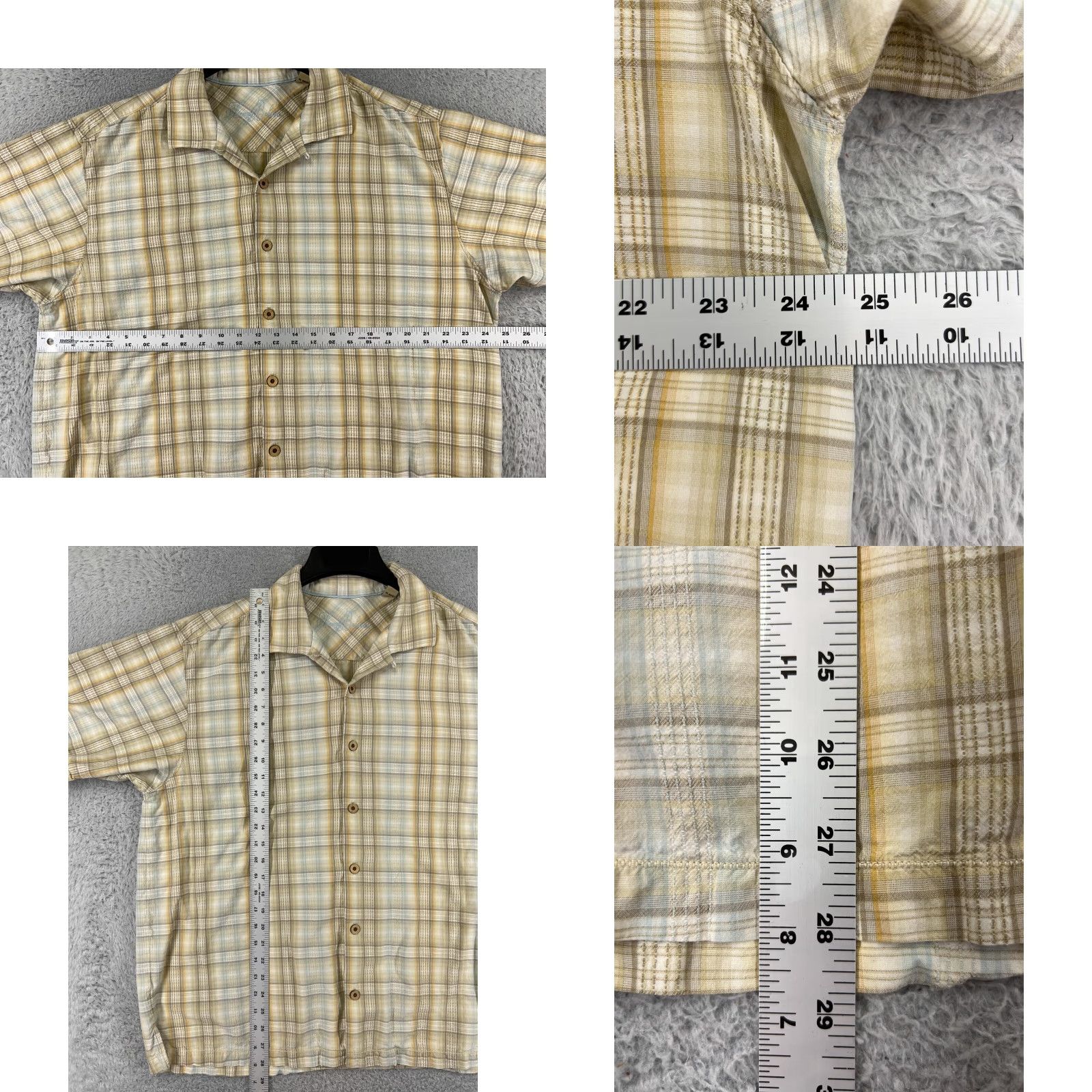 Tommy Bahama Tommy Bahama Shirt Men XL Beige Silk Plaid Button-Up Short Sleeve Collared Beach Hawaiian Vacation Resort Pattern: Plaid Size US XL / EU 56 / 4 - 8 Thumbnail