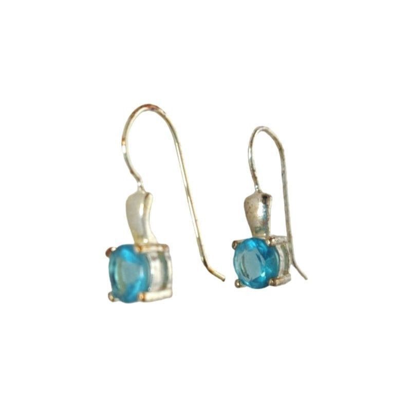 The Unbranded Brand Blue Tourmaline Dangle Earrings Signed Sterling Silver Size ONE SIZE - 1 Thumbnail