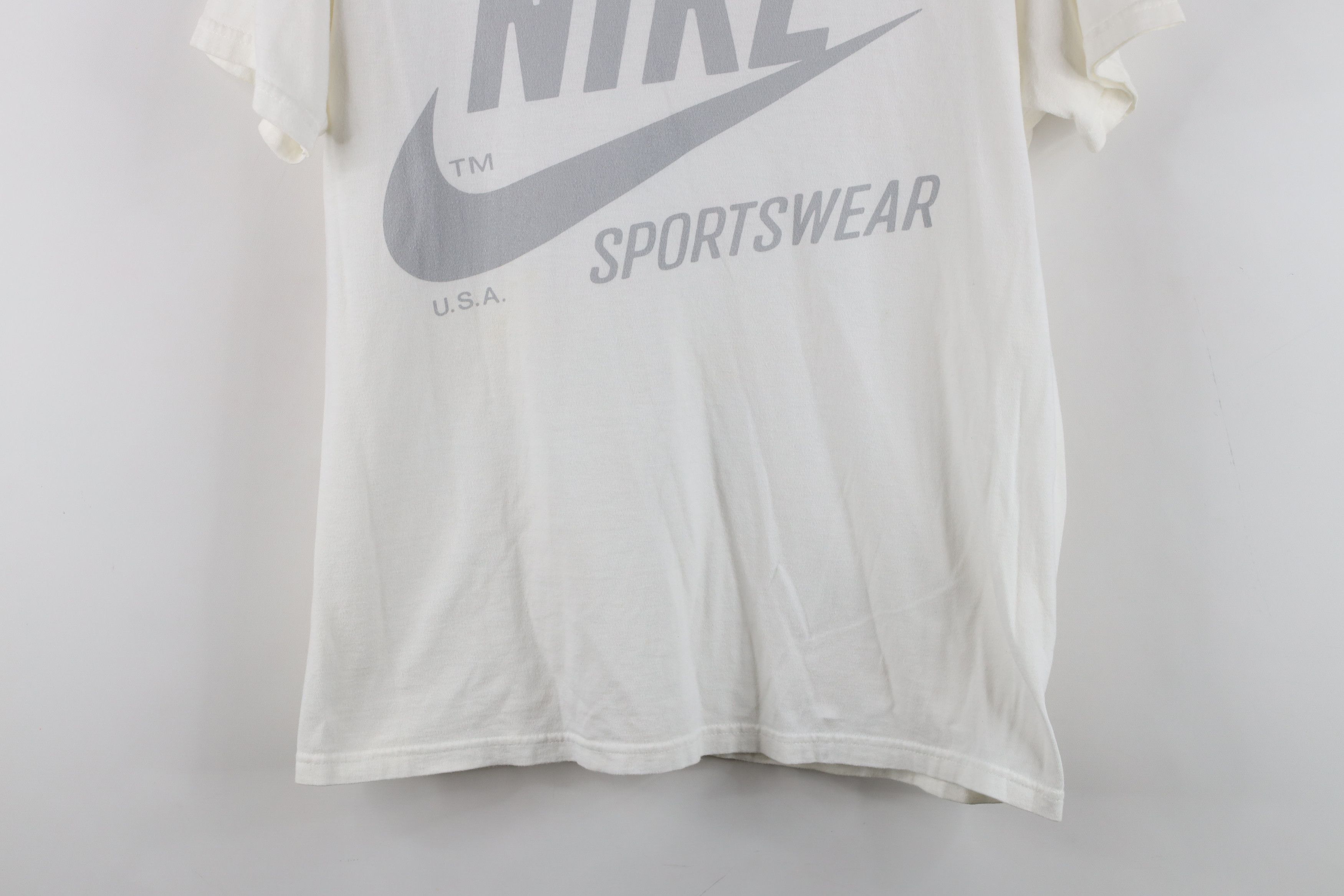 Nike × Vintage Vintage 90s Y2K Nike Sportswear Scott Big Swoosh T-Shirt Size L / US 10 / IT 46 - 3 Thumbnail