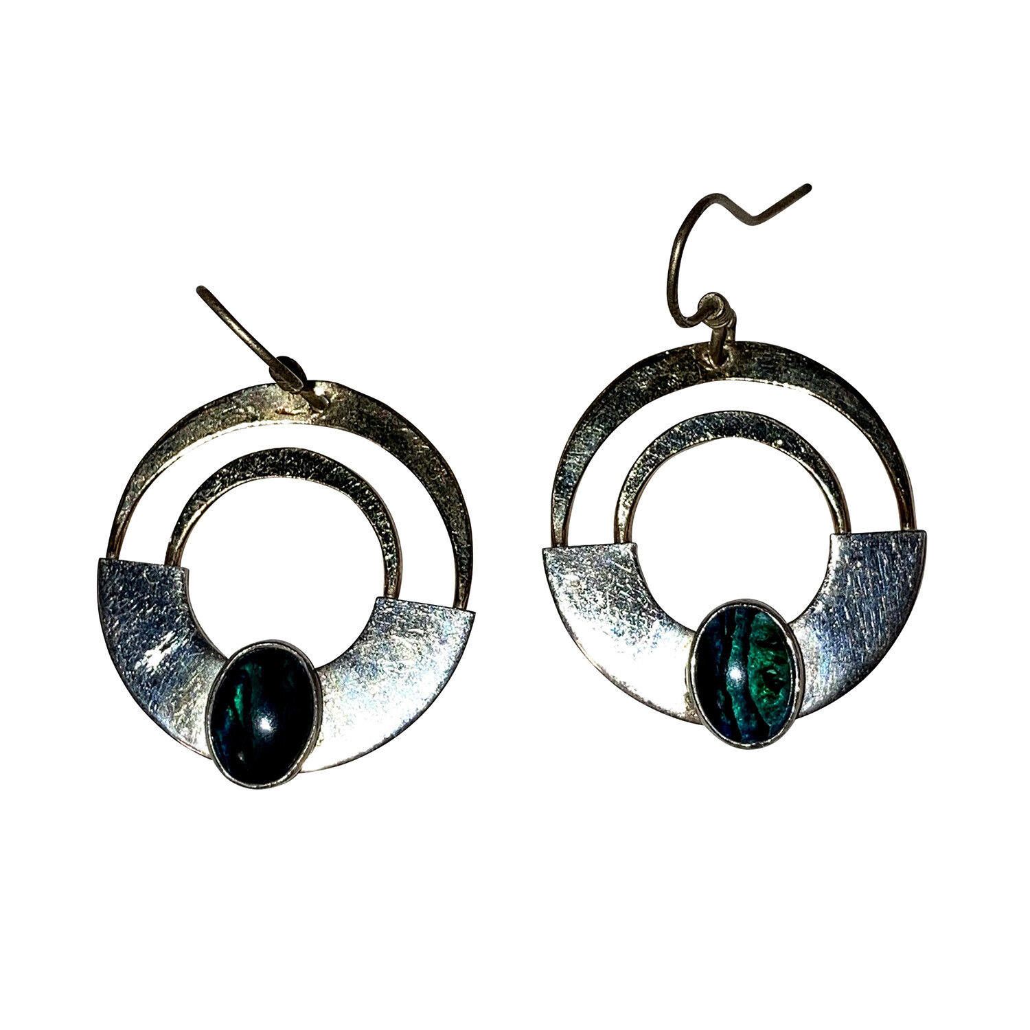 Sterling Silver Sterling Gold Filled Shell Cabochon Dangle Earrings Size ONE SIZE - 1 Thumbnail