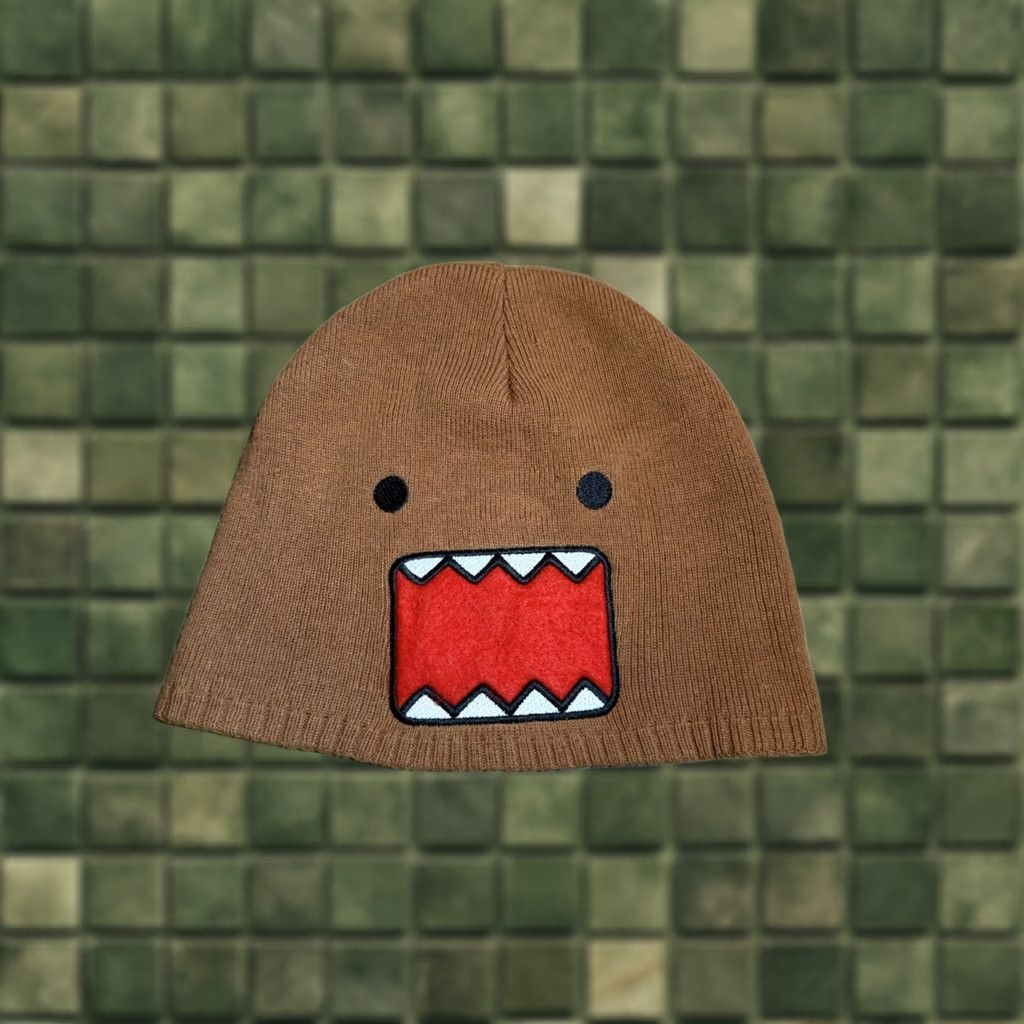 Vintage VINTAGE Domo Beanie Hat Mens One Size Brown NHK Face Trapper Emo Y2K 2000s Scene Breathable Ear Flap Knit Winter Style Size ONE SIZE - 1 Thumbnail