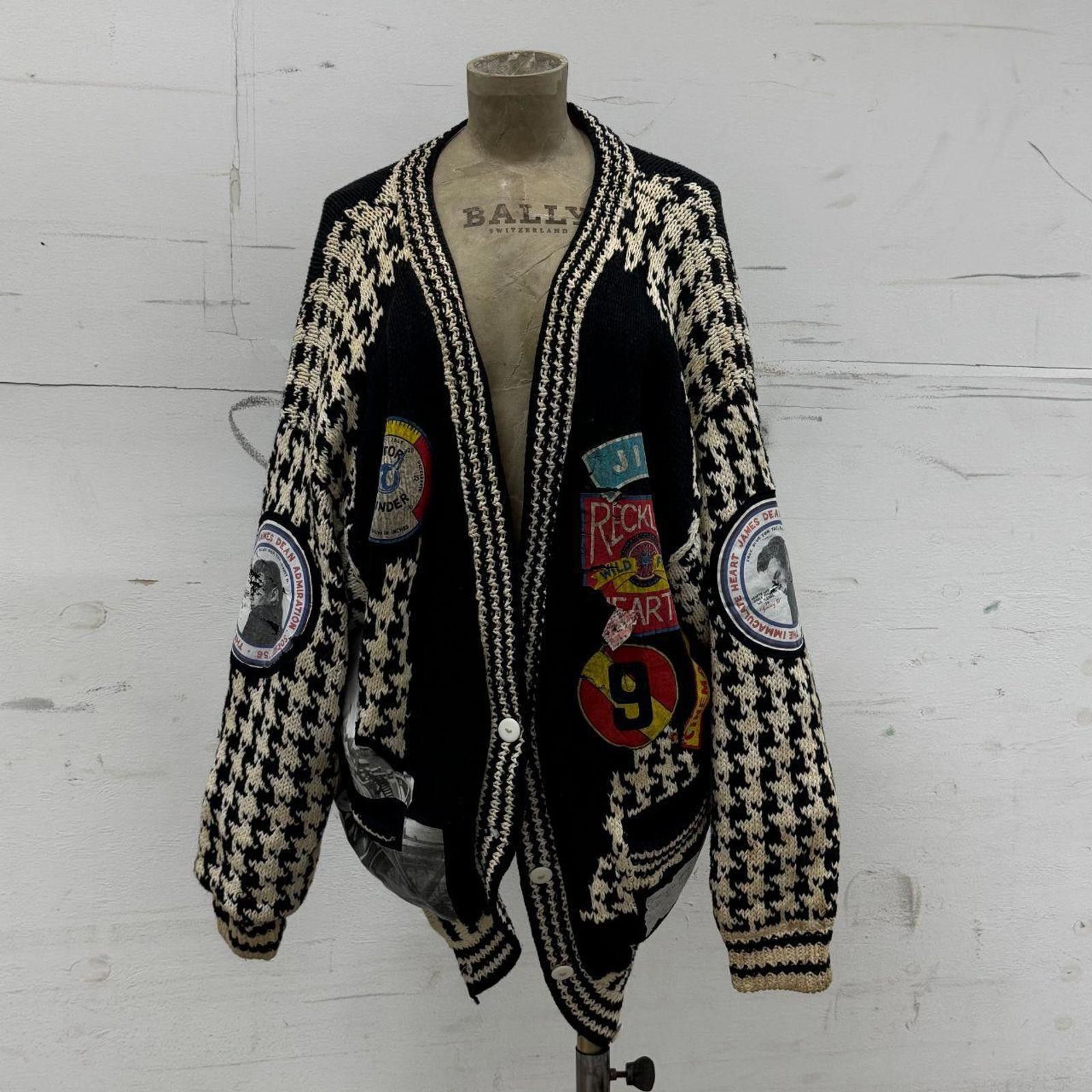 Other Vintage 1980s James Dean Novelty Cardigan Sweater Patchwork Size ONE SIZE - 3 Thumbnail