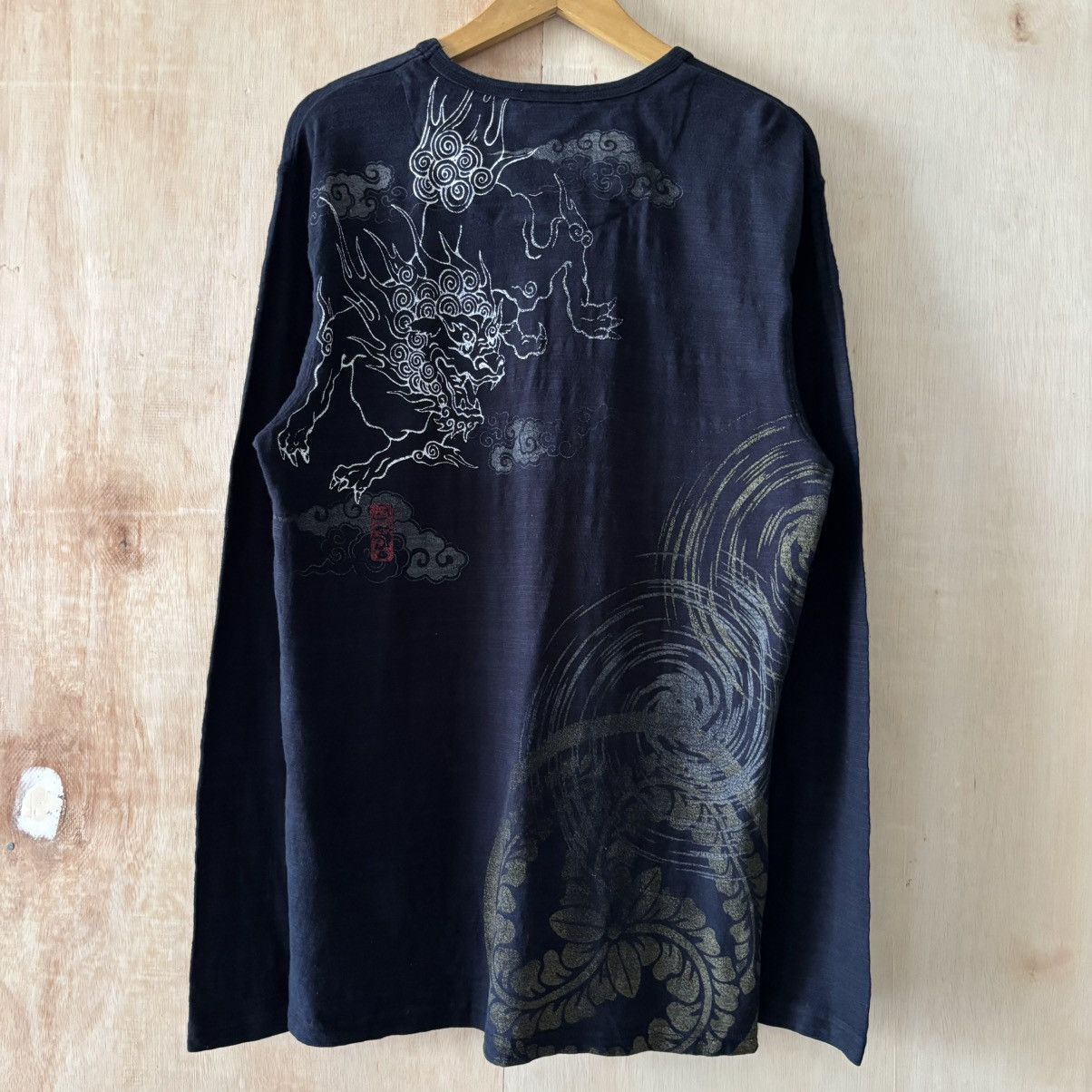 Karakuri Tamashii Japanese Souvenir Sukajan Fujin and Dragon Art Long Sleeve Size US L / EU 52-54 / 3 - 6 Thumbnail