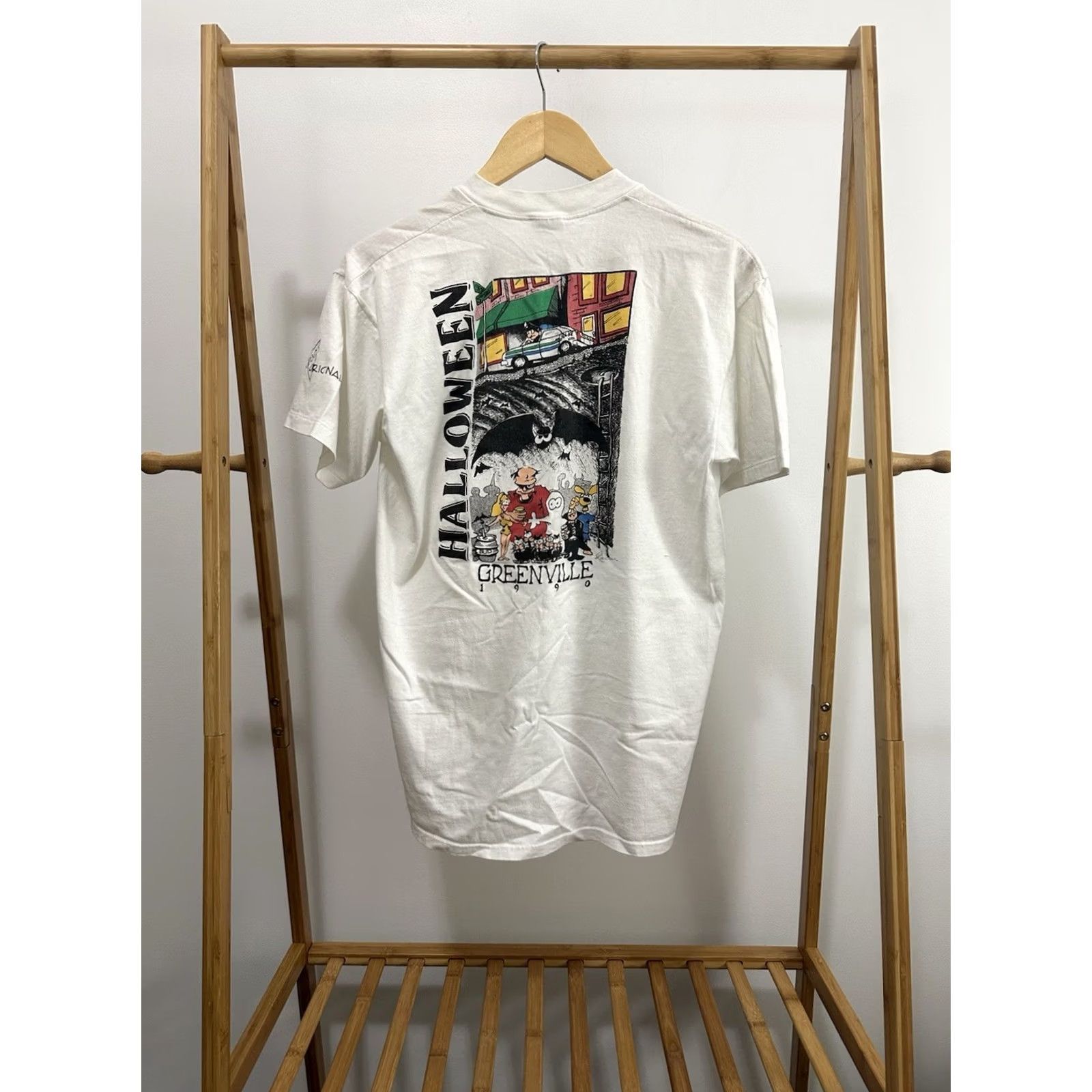Vintage VTG Greenville ECU Halloween Frat Greek T-Shirt L Mens White Short Sleeve Vintage ECU Costume Witch Mojo 90s Boys Girls Size US L / EU 52-54 / 3 - 2 Thumbnail