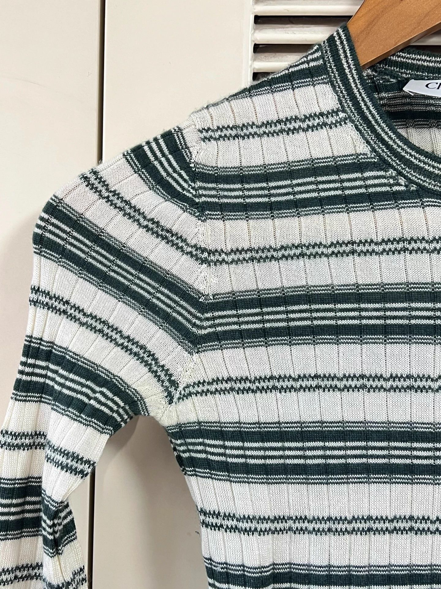 Dior Dior Striped Longsleeve Knit Top Bee Embroidery Size 36 Mint Size XS / US 0-2 / IT 36-38 - 4 Thumbnail