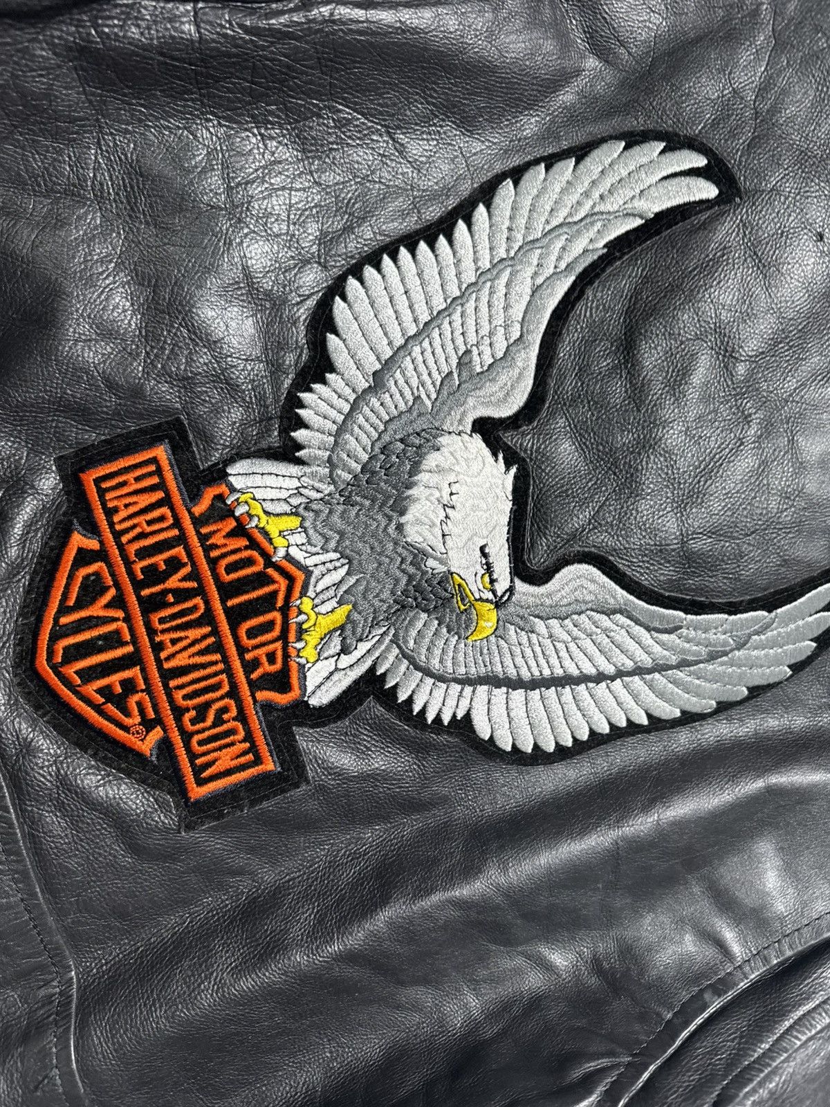 Harley Davidson Harley Davidson Leather Biker Jacket Big Logo Black Rock Size US XL / EU 56 / 4 - 12 Thumbnail