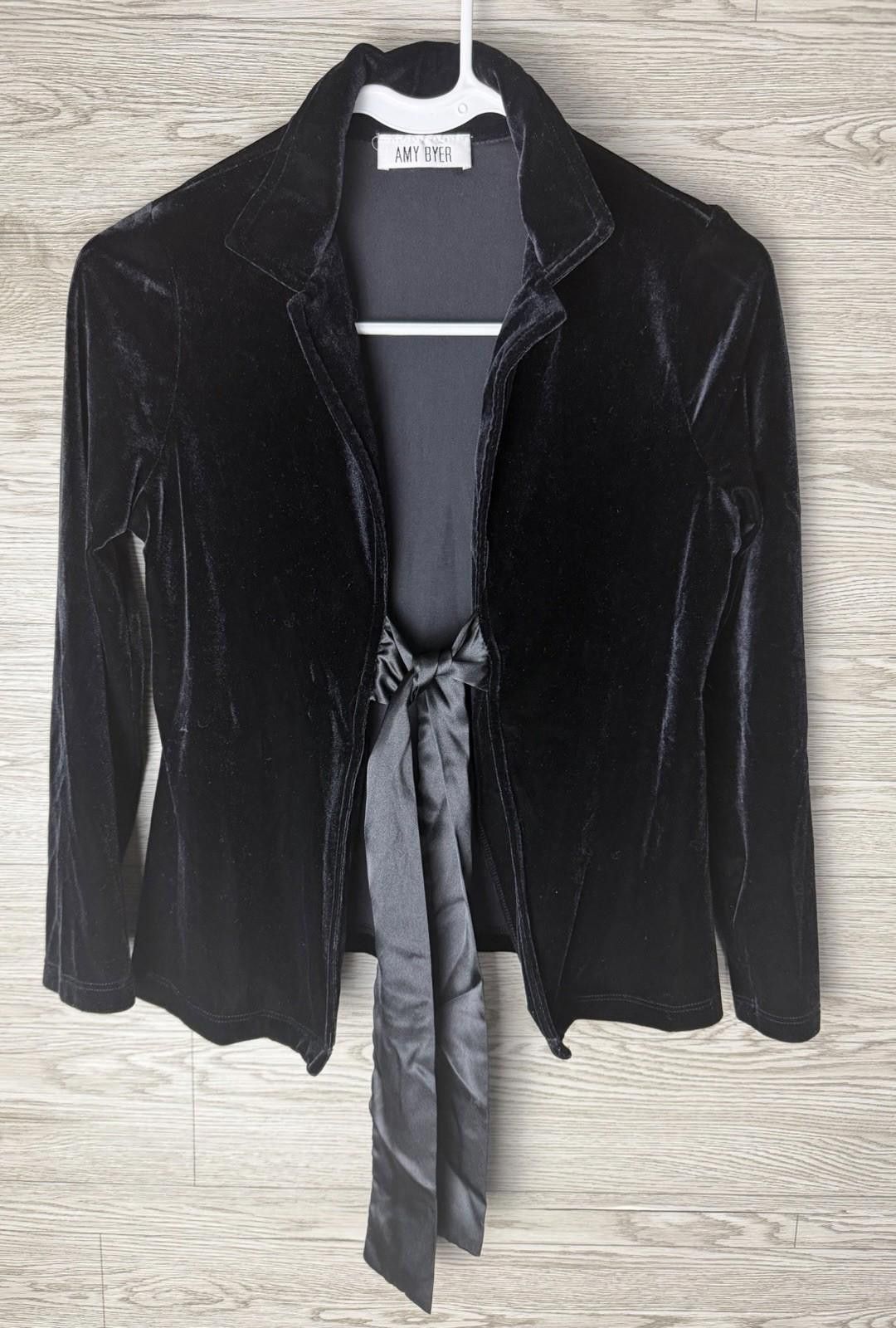 Other Vintage Amy Byer Black Velvet Tie Front Blazer Jacket USA L Size L / US 10 / IT 46 - 2 Thumbnail