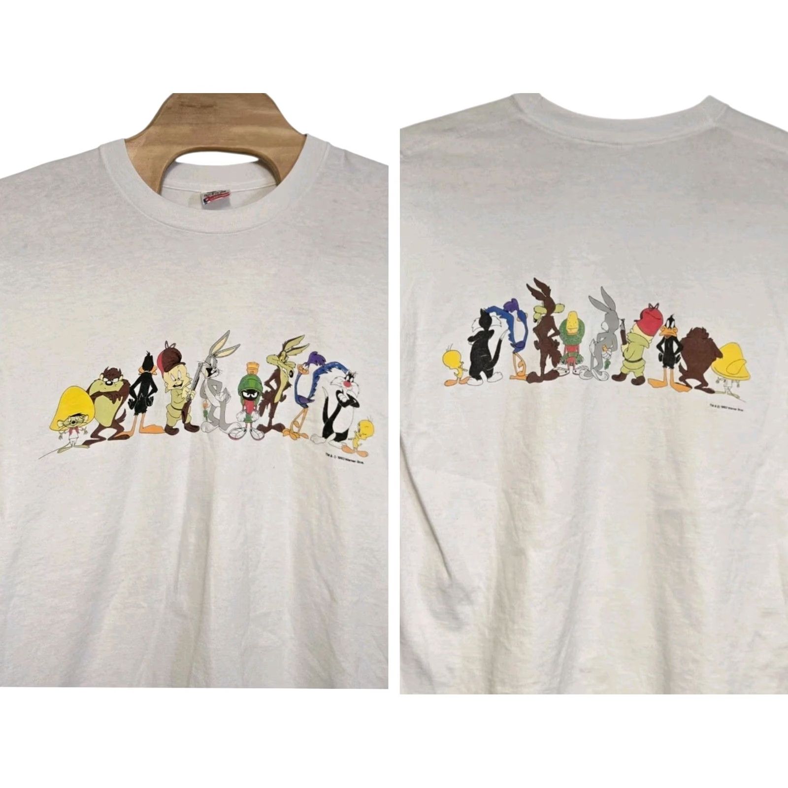 Fruit Of The Loom VINTAGE Looney Tunes T-Shirt Single Stitched 1991 XL 2-Sided Warner Bros Rare White Unisex Adults Regular Theme: Cartoon Bugs Bunny Shirt Mens Girls Size US XL / EU 56 / 4 - 2 Thumbnail