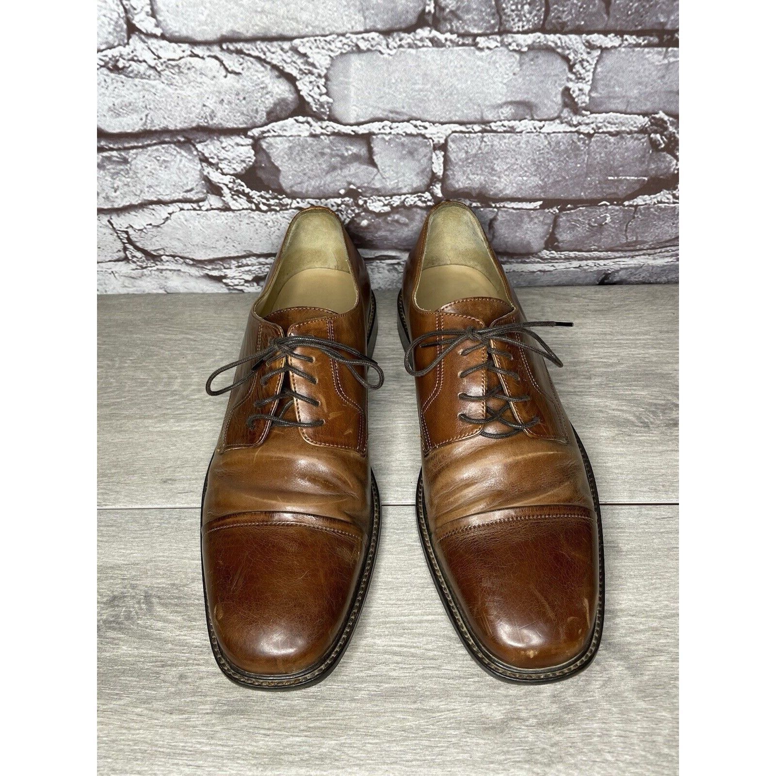 Johnston & Murphy Johnston Murphy J. Murphy Brown Leather Cap Toe Oxford Dress Size US 10 / EU 43 - 2 Thumbnail