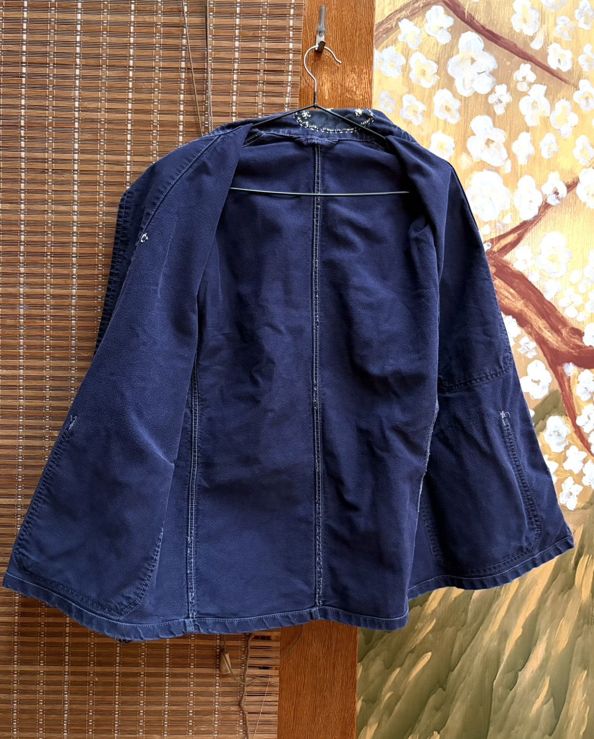 Vintage Vintage Repaired Work Jacket Chore Faded Navy Cotton Twill Size US S / EU 44-46 / 1 - 11 Thumbnail