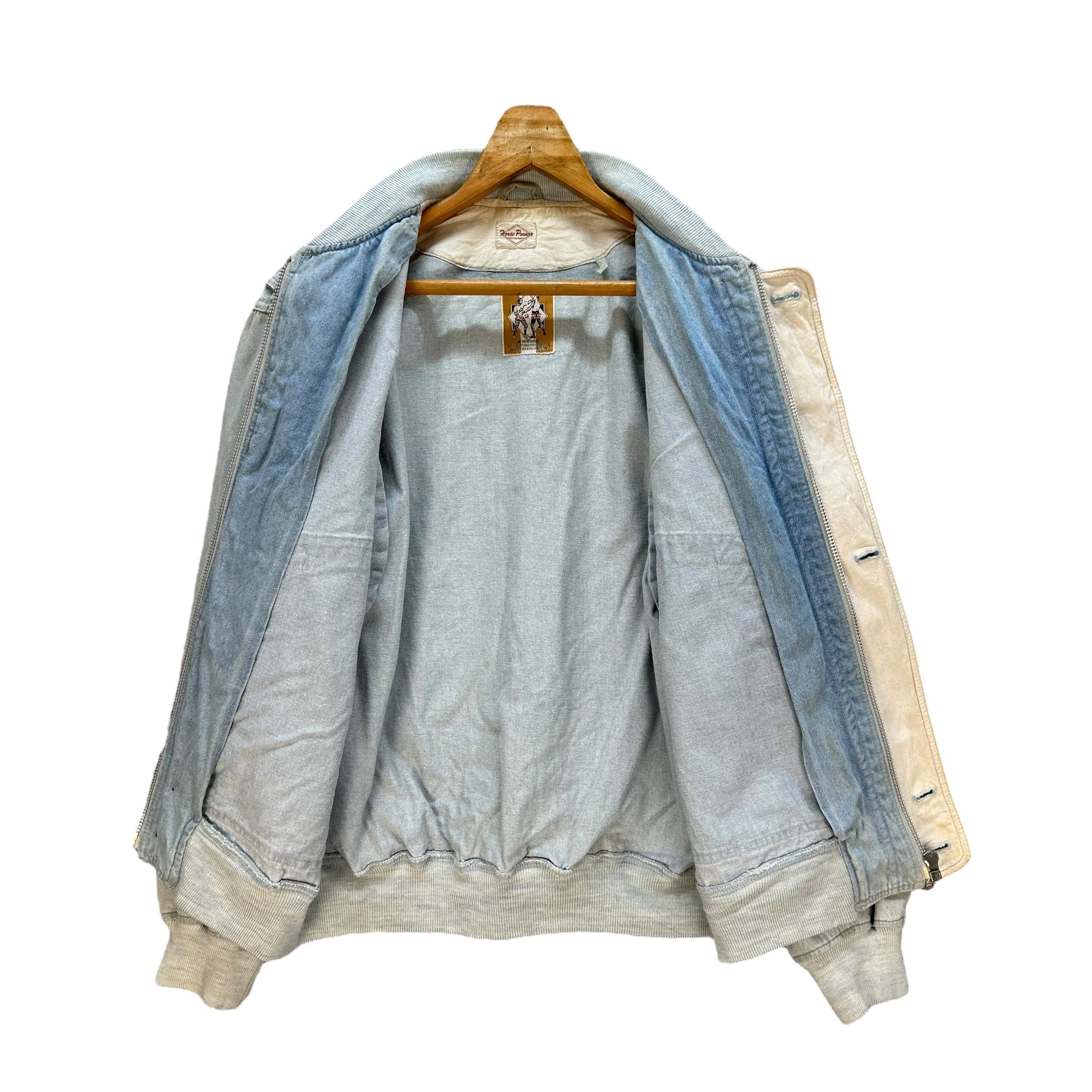 Vintage 90's HORSE POWERS 24 Denim Bomber Jacket #A60-1389 Size US XL / EU 56 / 4 - 9 Thumbnail
