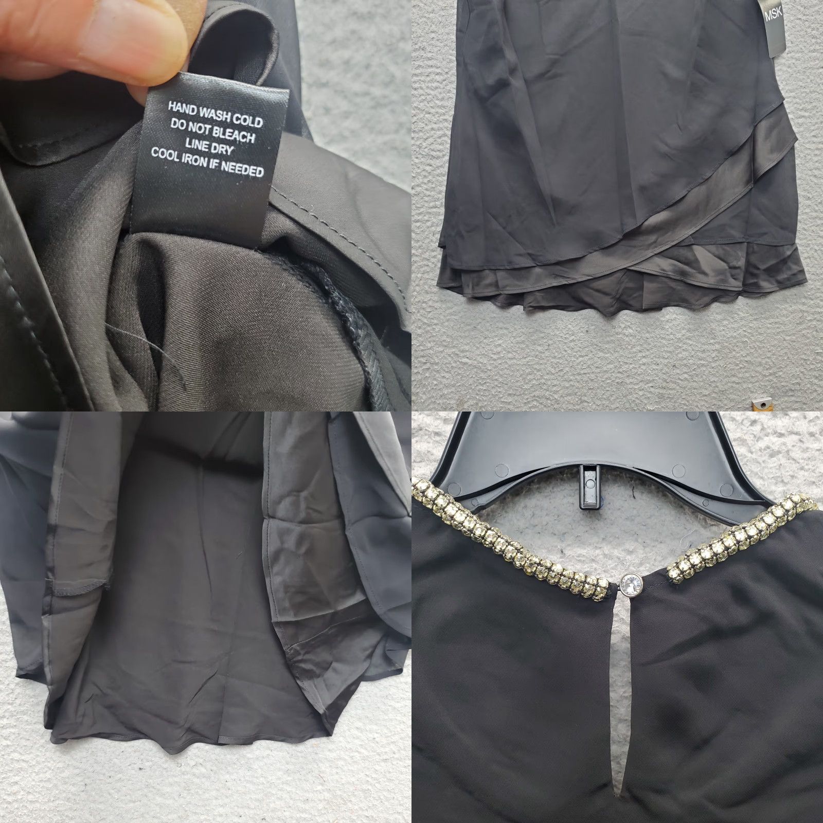 Vintage MSK Tank Dress Womens L Black Lined Layered Beaded Round Neck Keyhole Back Dress Size L / US 10 / IT 46 - 8 Thumbnail