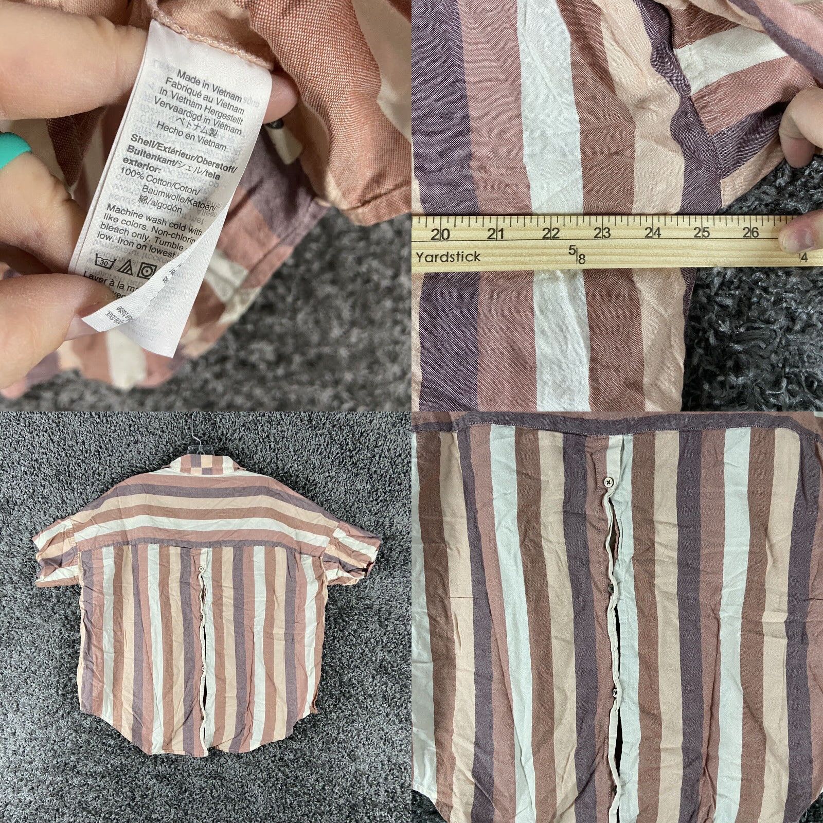 Madewell Madewell Womens Pink Striped V-Neck Short Sleeve Blouse M Size M / US 6-8 / IT 42-44 - 8 Thumbnail