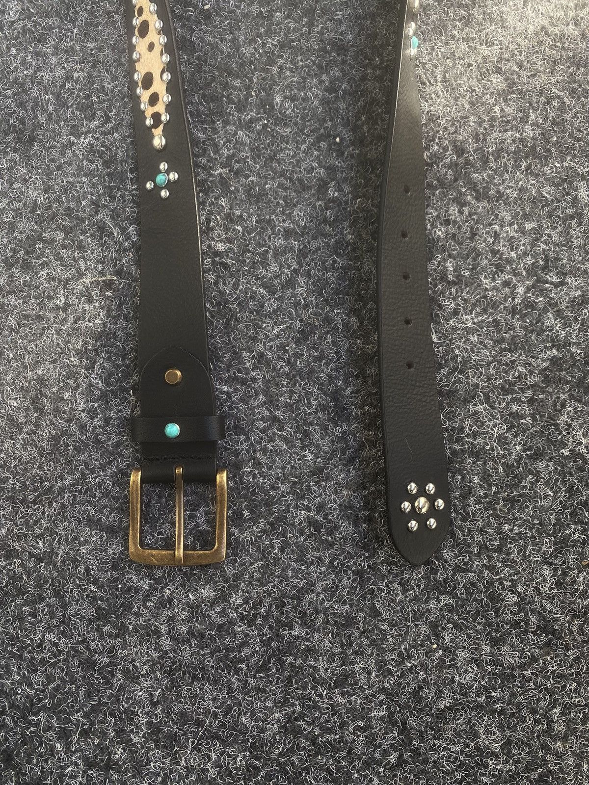 Handmade Western Studded Buffalo Leather Belt Size ONE SIZE - 5 Thumbnail