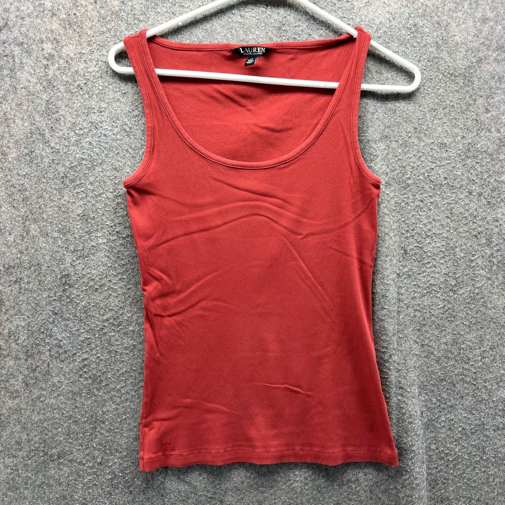 Ralph Lauren Lauren Ralph Lauren Tank Top Womens Medium Red Ribbed Sleeveless Stretch Cotton Embroidered Logo Size M / US 6-8 / IT 42-44 - 2 Thumbnail