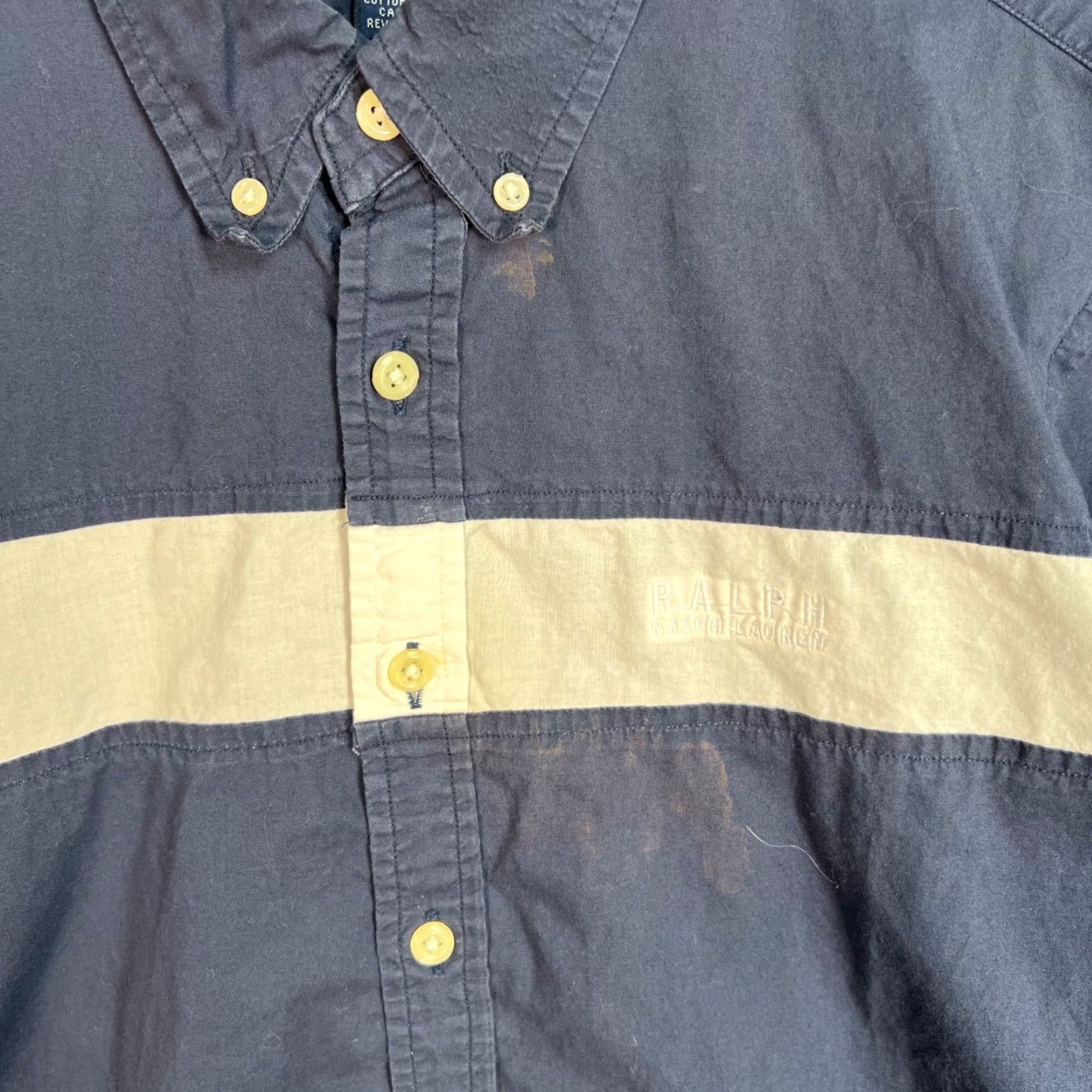 Ralph Lauren Ralph Lauren Mens Button-Down Shirt Navy Blue White Stripe L Large Casual Cotton Button-Up Collar-Down Mens Mens Size US L / EU 52-54 / 3 - 6 Thumbnail