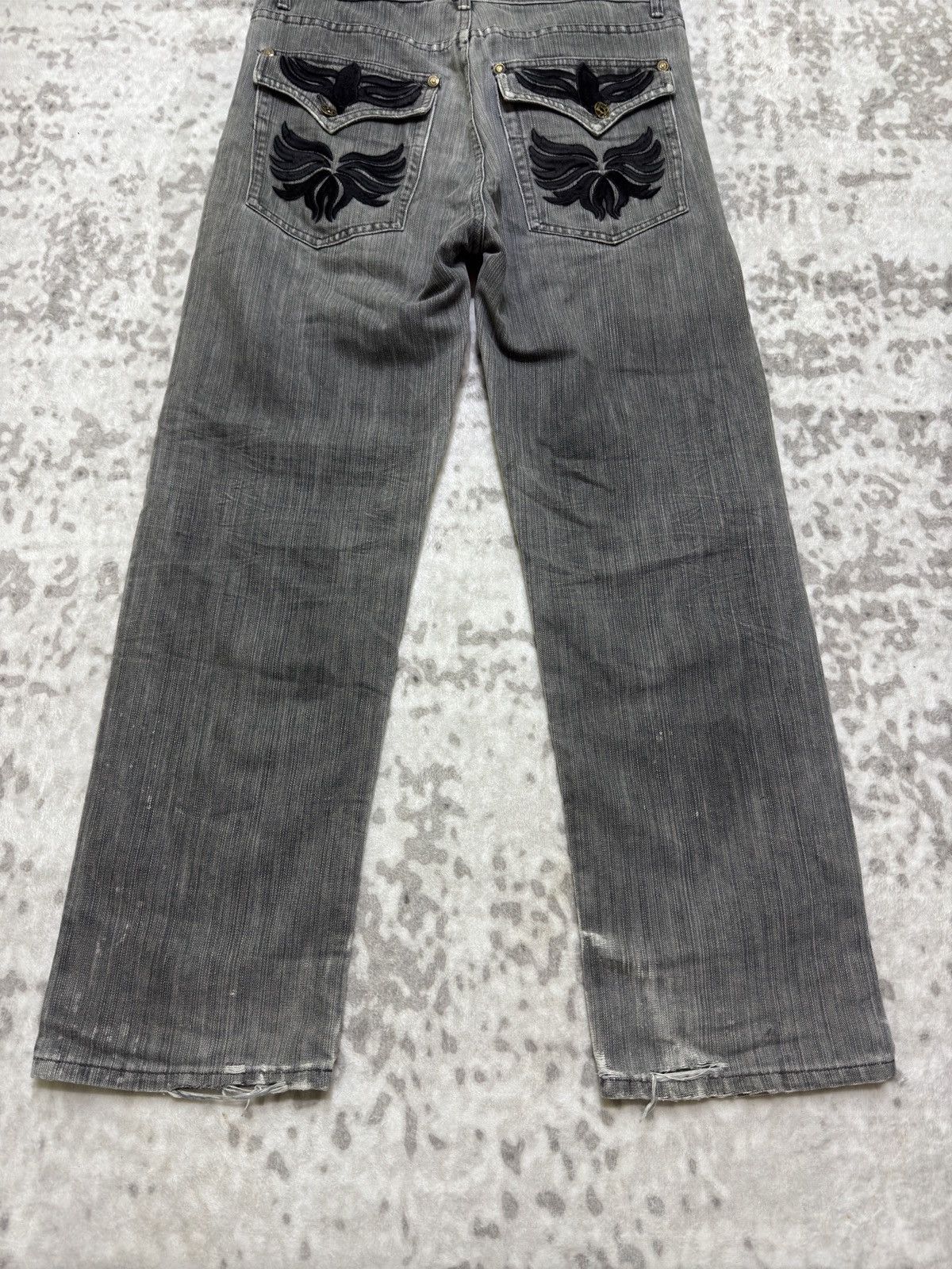 Japanese Brand Vintage Blue Gear Jeans Distressed Black Wing Embroidery Size US 32 / EU 48 - 12 Thumbnail