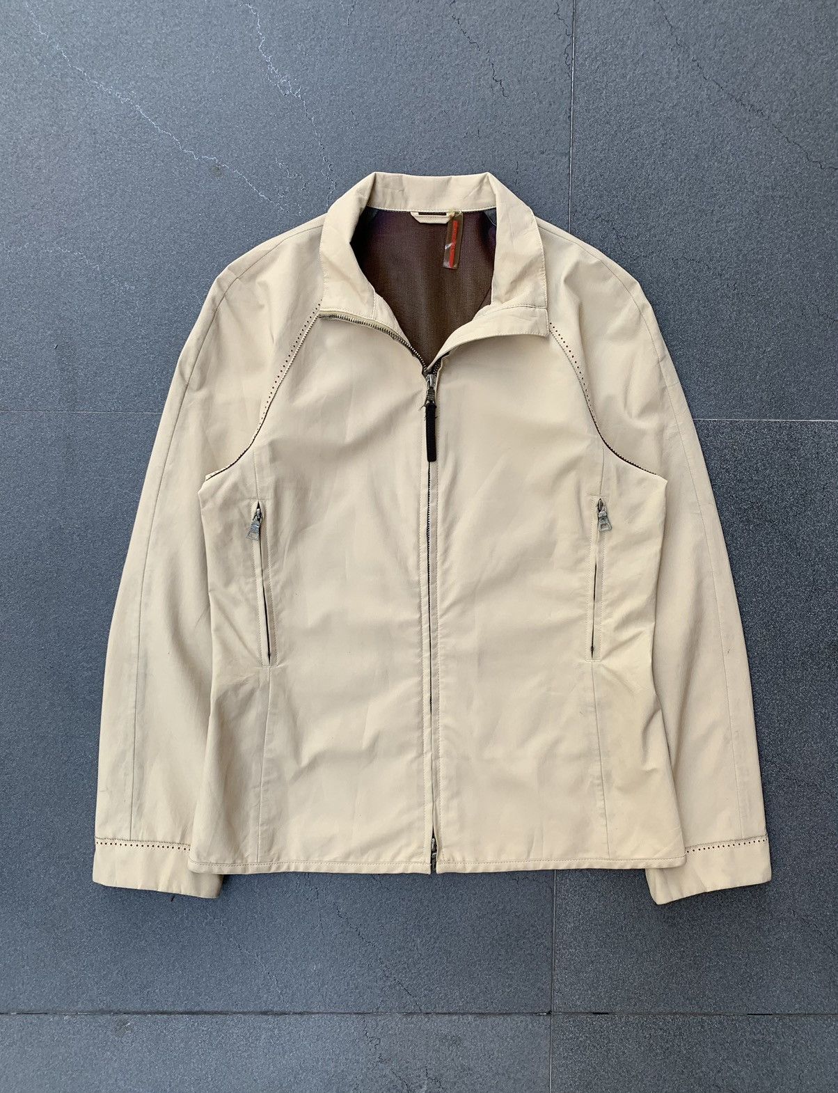 image of Prada Goretex Light Jacket in Cream, Men's (Size Small)