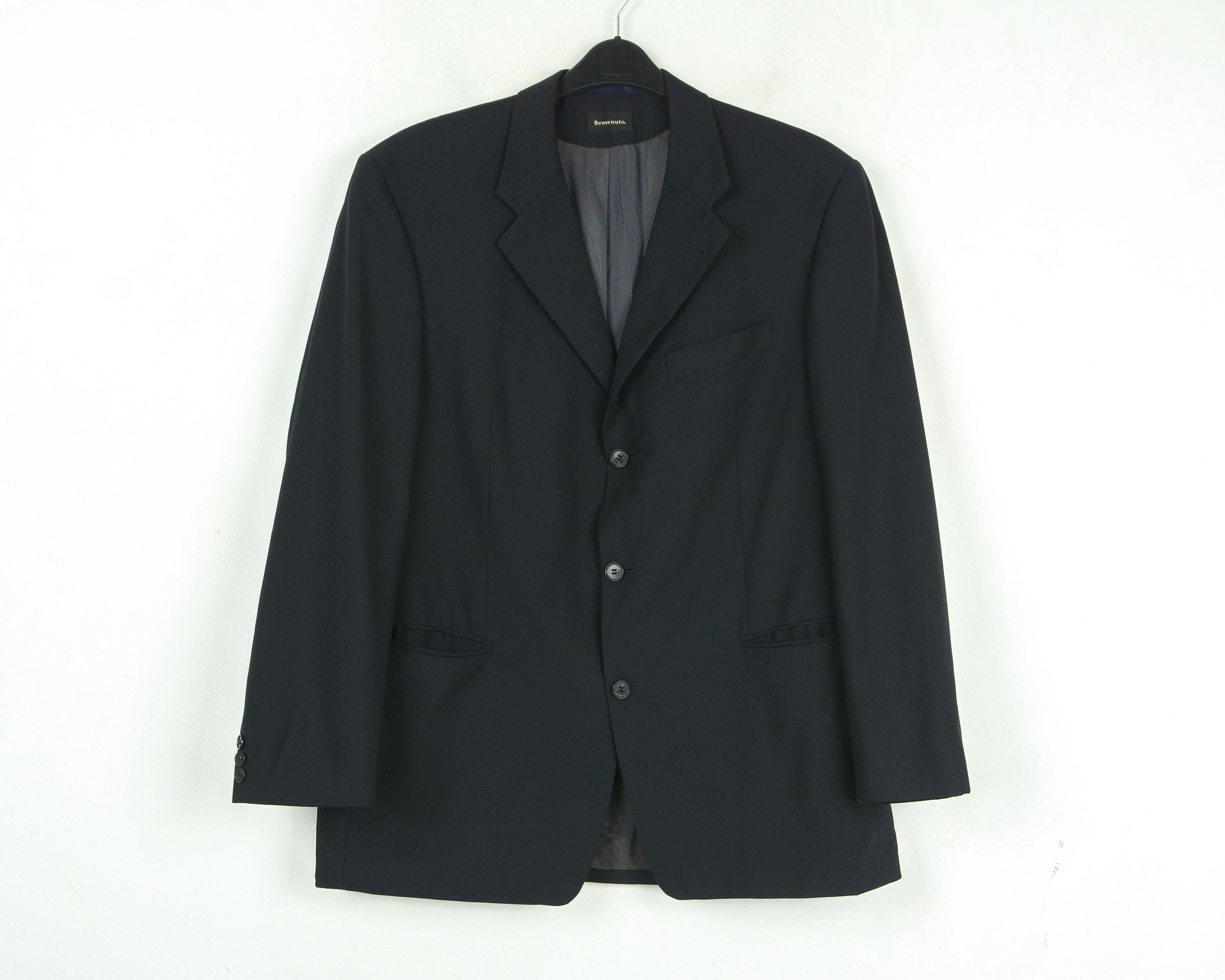 BENVENUTO. Men Wool Blazer XL Jacket EU 54 Suit Jacket Formal Black Size 44R - 1 Thumbnail