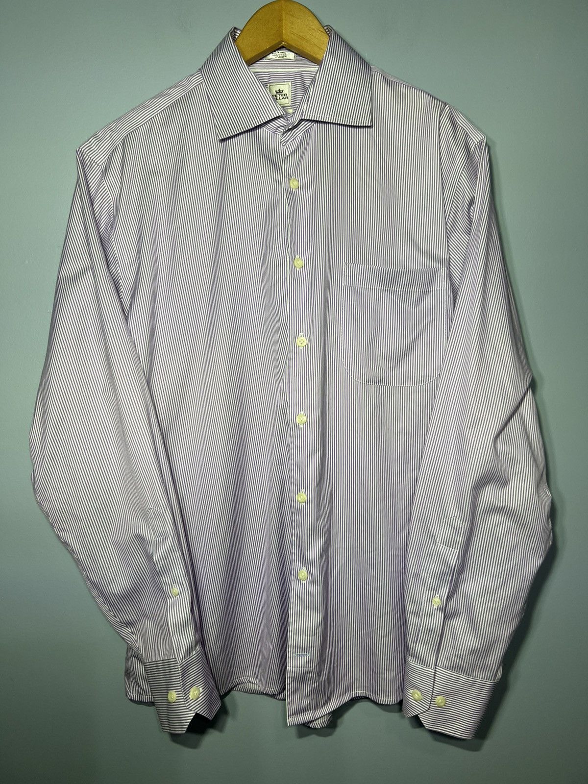 Peter Millar Peter Millar Nanoluxe Men's Purple Stripe L/S Sz 16/Long Size US L / EU 52-54 / 3 - 2 Thumbnail