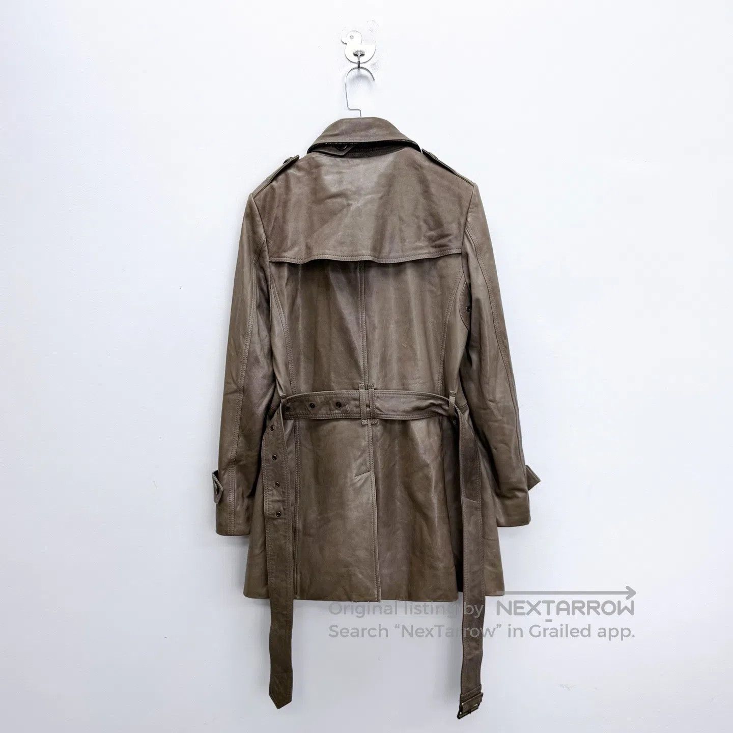 Burberry Burberry Brown Vintage Distressed Lamb Leather Double-Brea Size S / US 4 / IT 40 - 2 Thumbnail