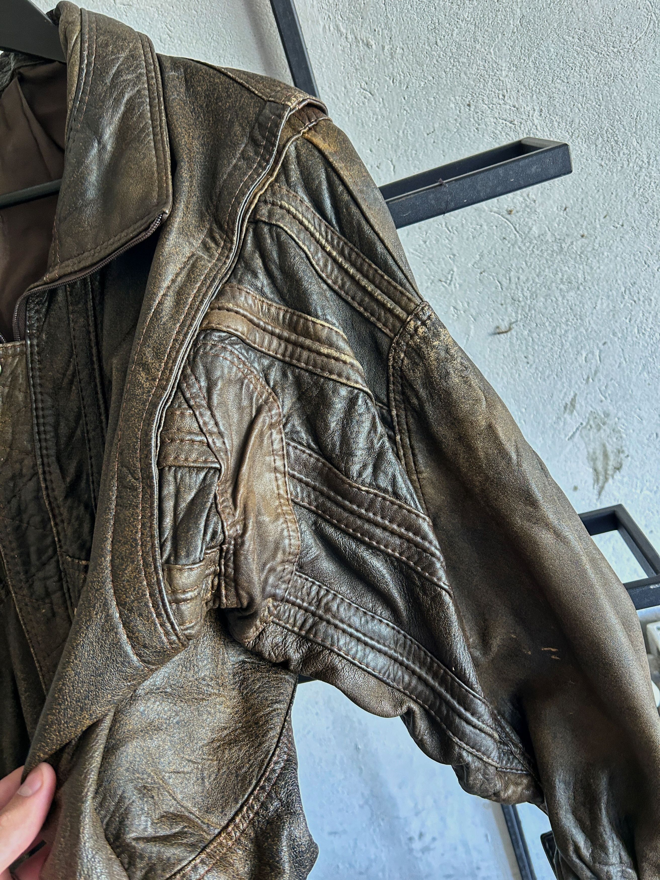 Other Vintage Brown Leather Jacket Cropped Bomber Y2K Streetwear Size US L / EU 52-54 / 3 - 4 Thumbnail