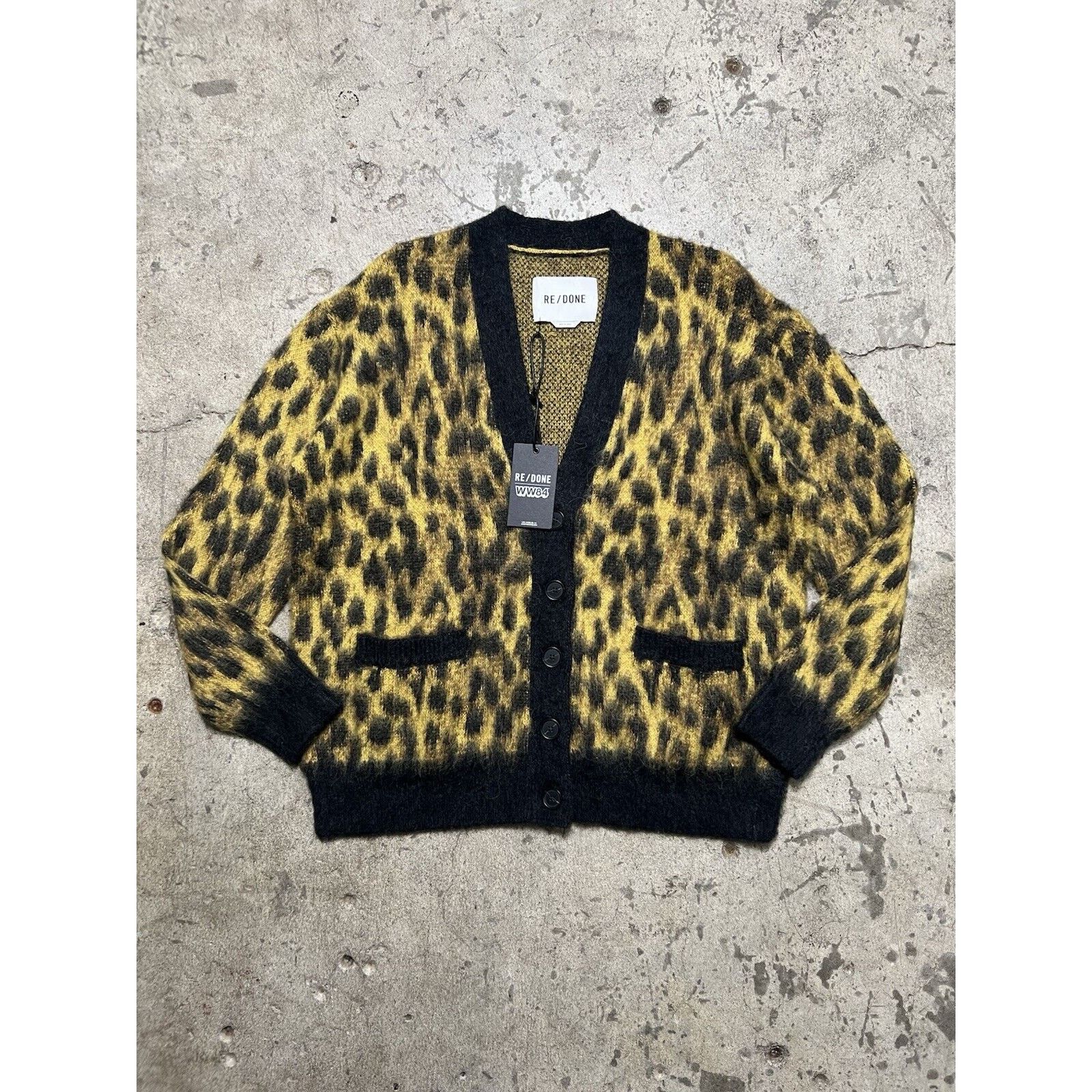 RE/DONE Re/Done 90’s Oversized Cardigan Sweater Color Yell/Blk Size S / US 4 / IT 40 - 2 Thumbnail