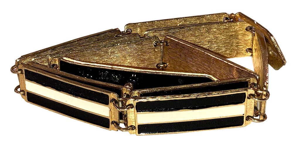 Designer Accessocraft NYC Gold Tone Black and White Enamel Belt Size ONE SIZE - 2 Thumbnail