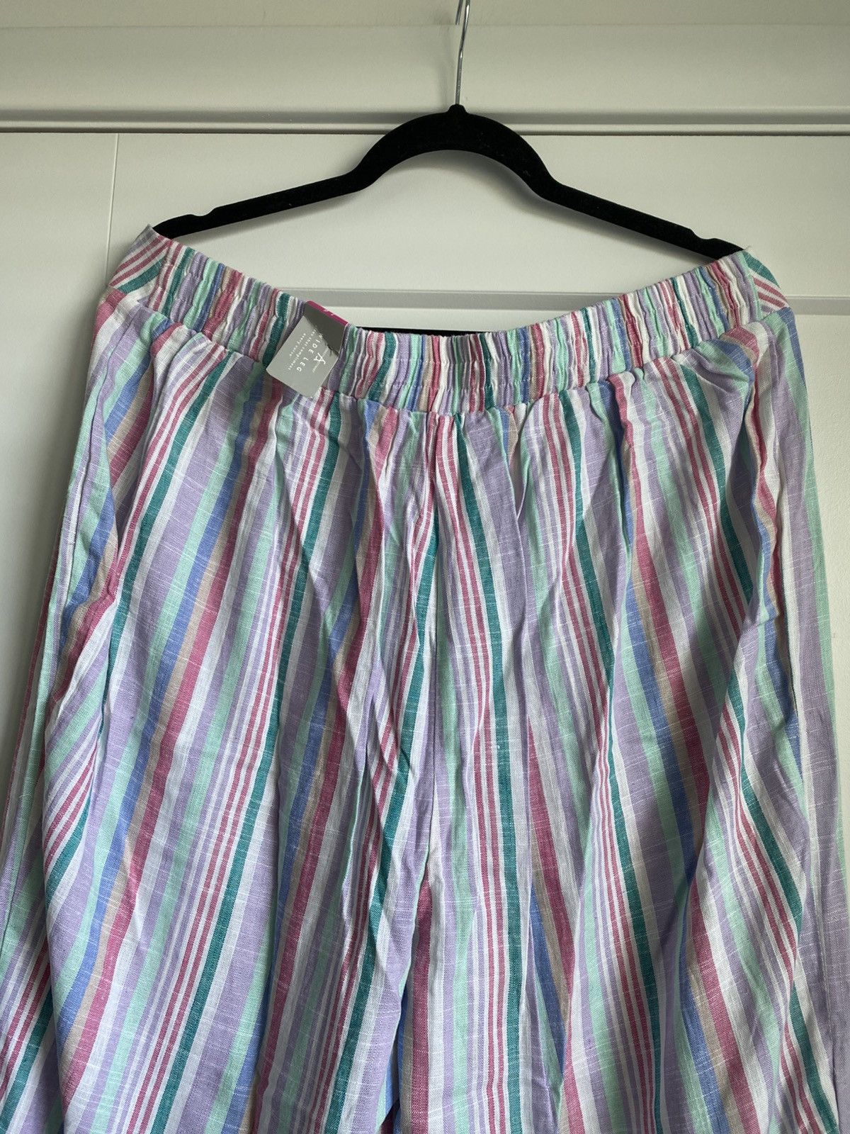 Other Ashley Stewart Wide Leg High Flowy Stripped Linen Pants NWT Size 38" / US 16 / IT 52 - 8 Thumbnail