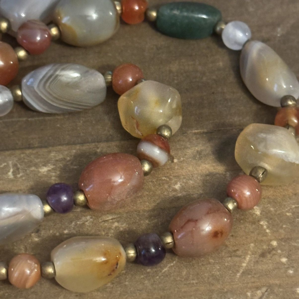 Vintage Vintage polished agate bead necklace Size ONE SIZE - 6 Thumbnail