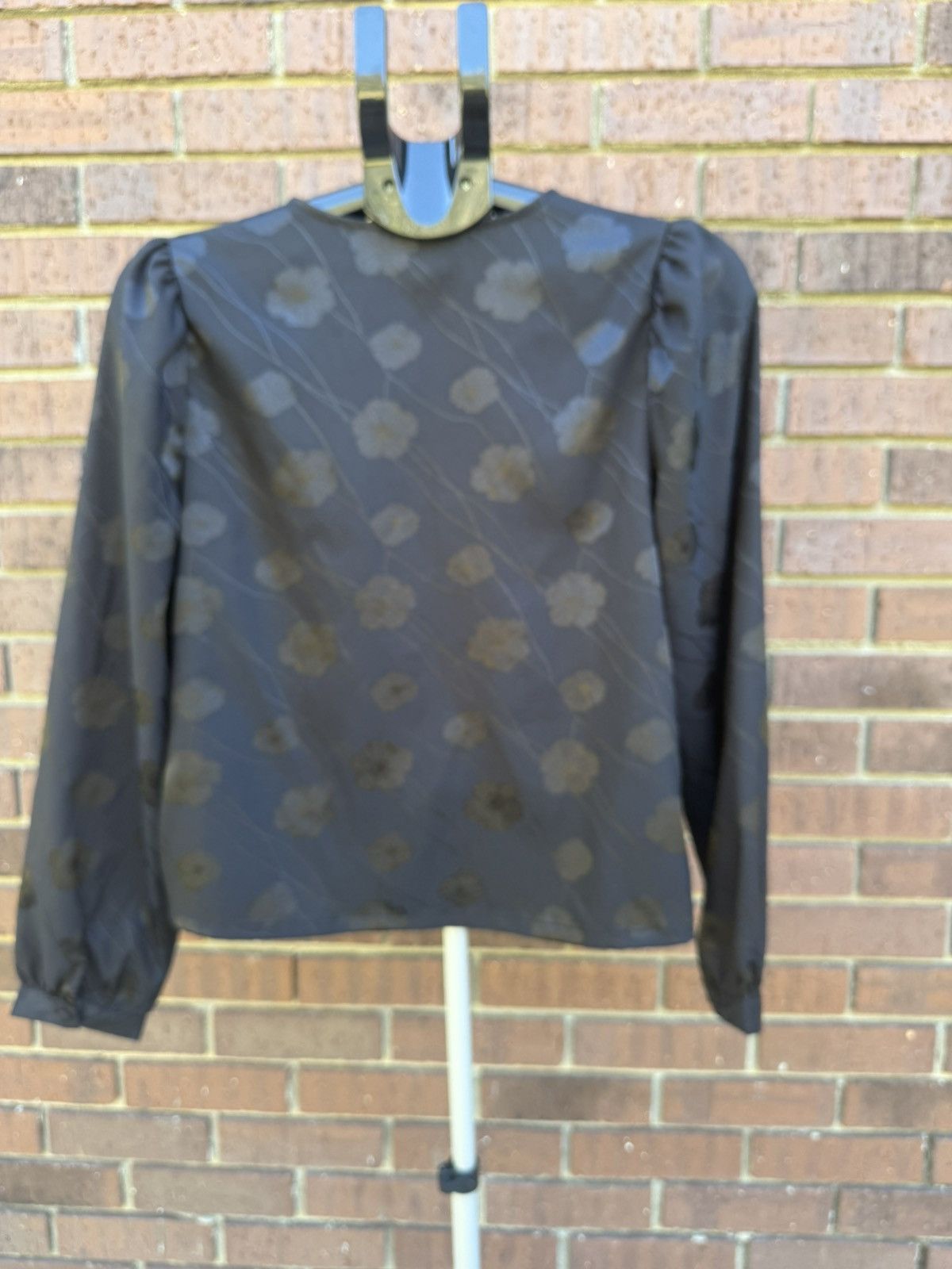 Other A New Day Long Sleeve Surplice Top Blouse Solid Black Floral Size S / US 4 / IT 40 - 5 Thumbnail