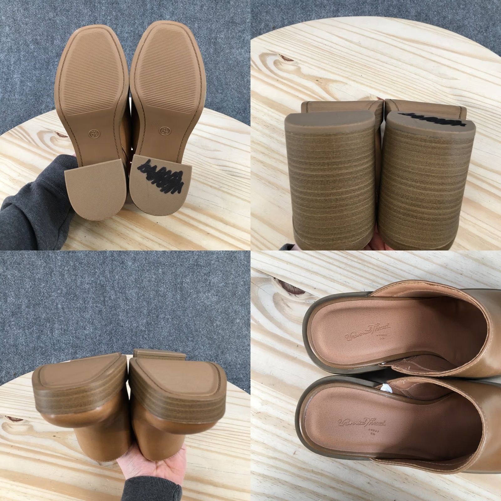 Vintage Universal Thread Sandals Womens 6.5M Platform Mule Brown Leather Slip On Block Heel Womens Shoes Casual Strapless? Size US 7 / IT 37 - 9 Thumbnail