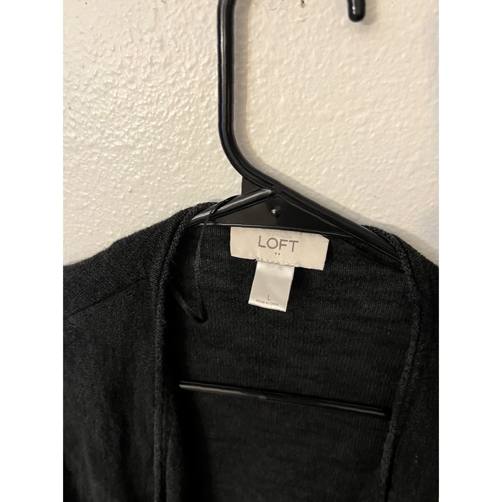 Ann Taylor VINTAGE Ann Taylor Loft Sweater Cardigan Long Open Front Women Large Black Knit Casual Size L / US 10 / IT 46 - 2 Thumbnail