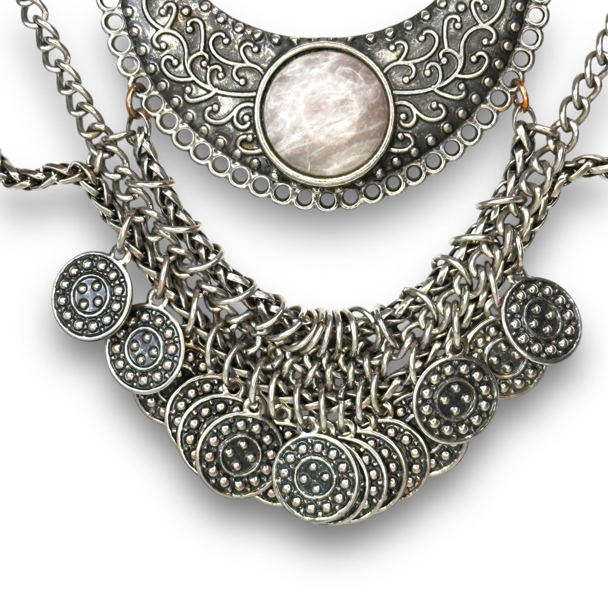 Vintage Vintage Bohemian Statement Necklace Intricate Coin Detailing Size ONE SIZE - 3 Thumbnail