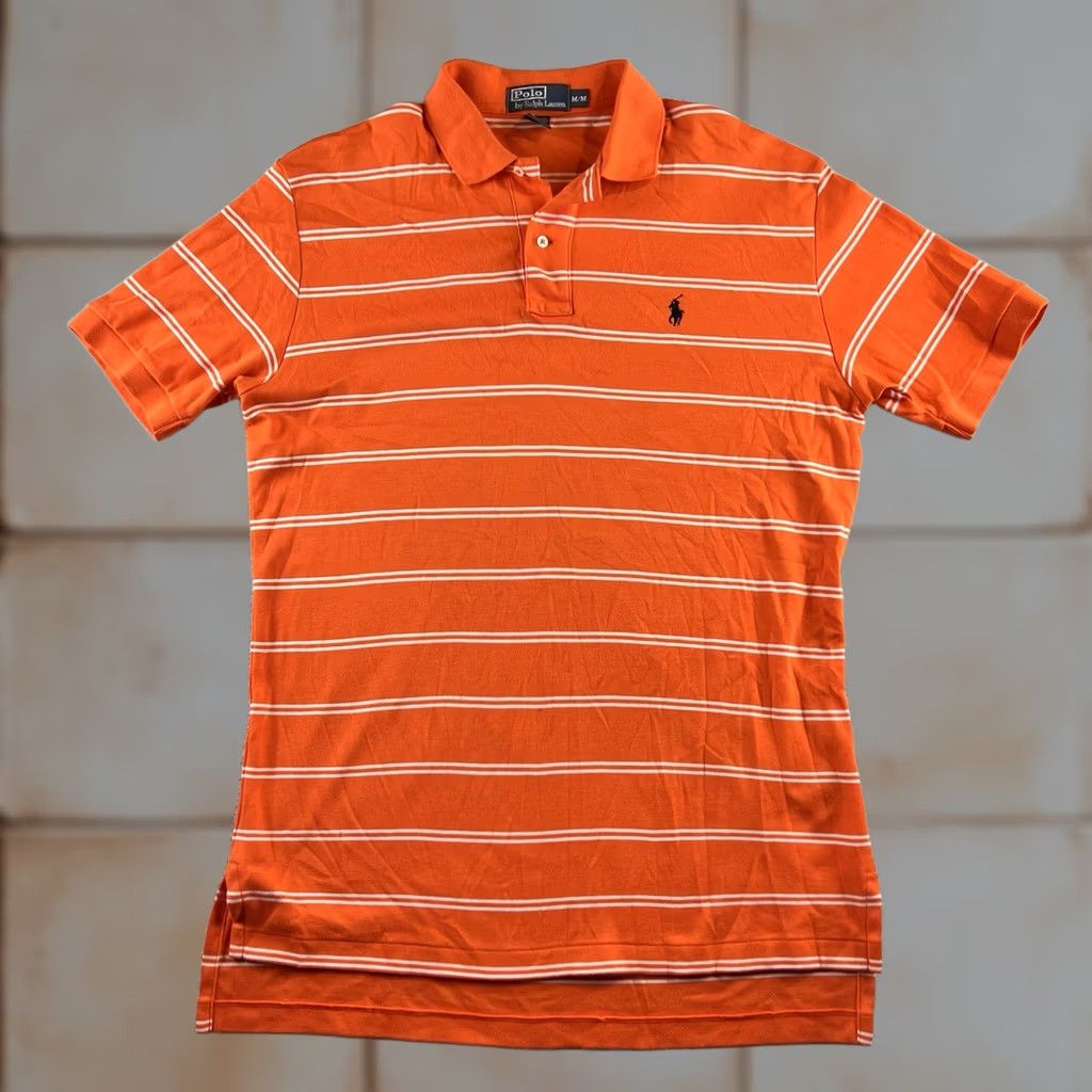 Ralph Lauren VINTAGE Ralph Lauren Polo Shirt Mens M Striped White Orange Logo breathable Easy Care Modern/Seasonal Size US M / EU 48-50 / 2 - 1 Thumbnail