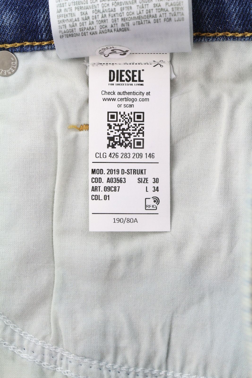 2019 D-STRUKT 09C87 W30/L34 Blue Distress Slim 85415