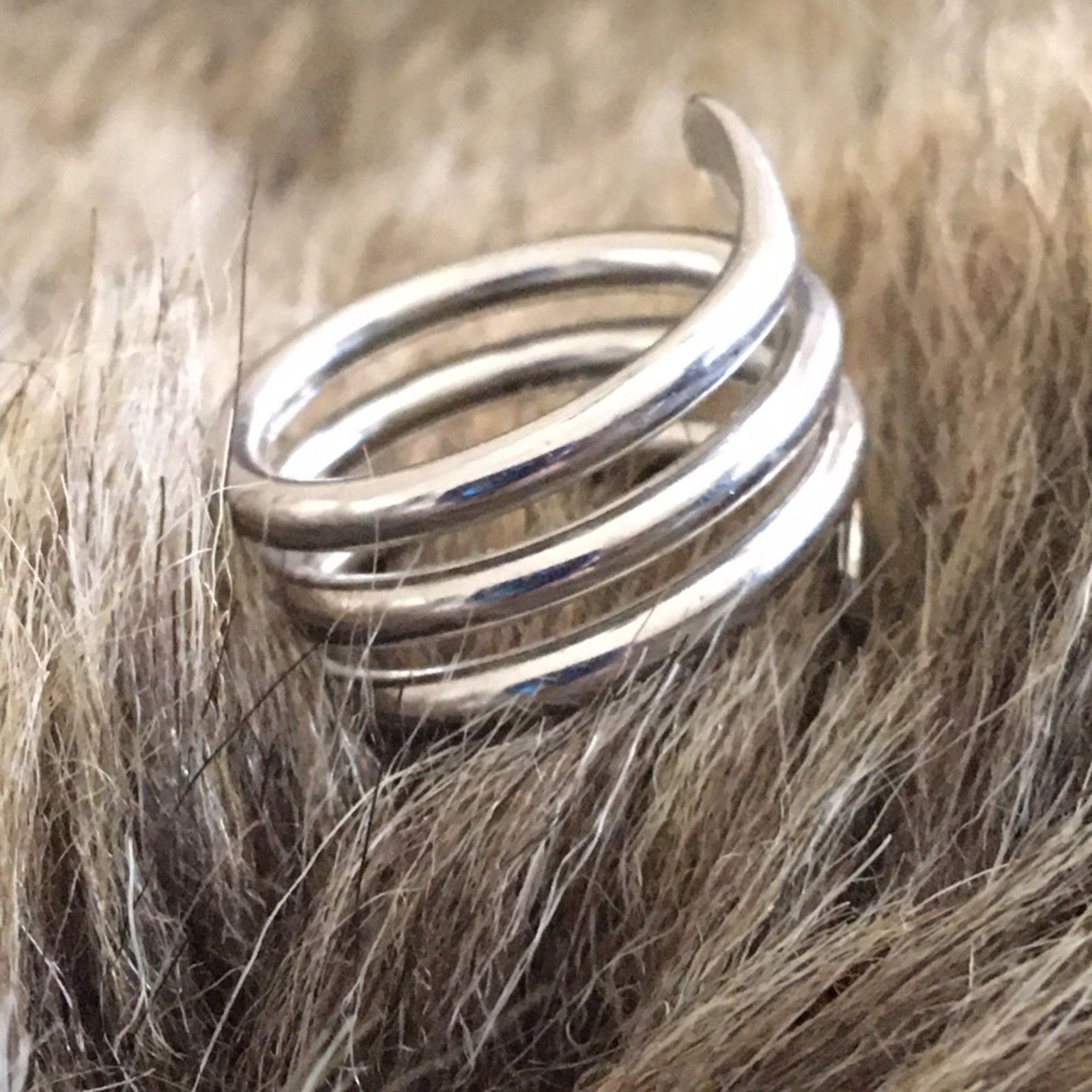 Jewelry Mirror finish silver tone coil style ring Size ONE SIZE - 3 Thumbnail