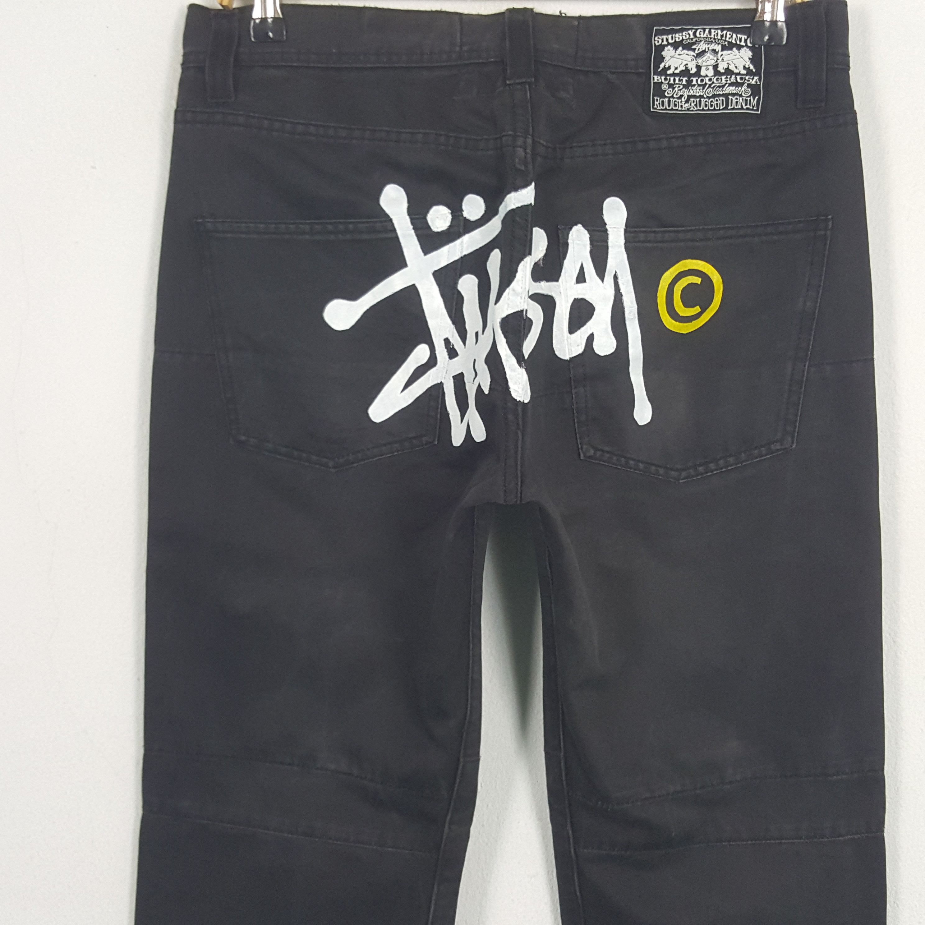 Stussy × Vintage Vintage Stussy USA Custom Big Logo Black Pants Size US 31 - 2 Thumbnail