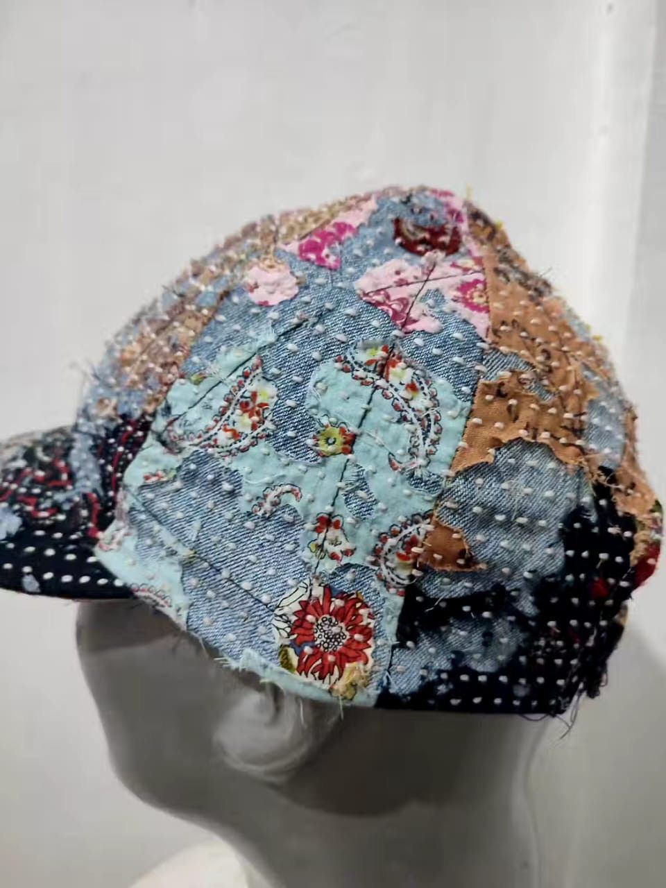 Handmade Custom Made Distressed Paisley patchwork Boro hats Size ONE SIZE - 2 Thumbnail